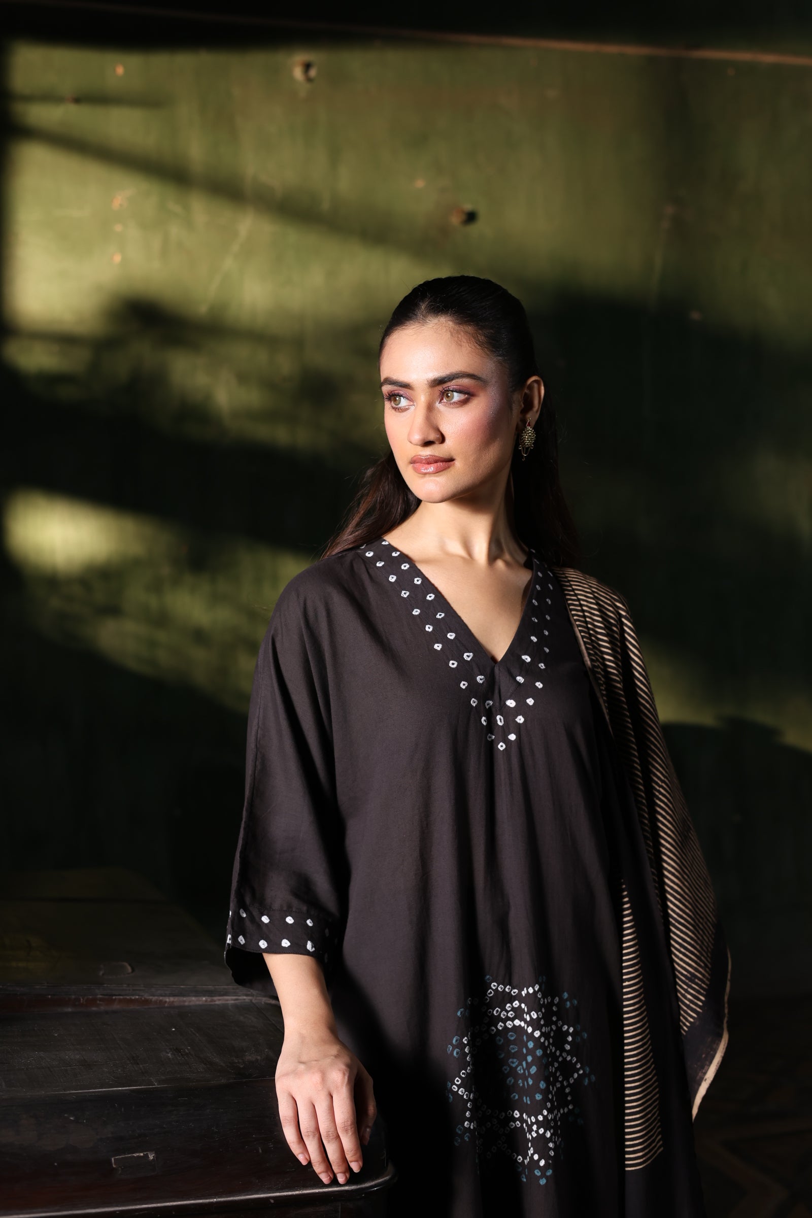 Raunaq-Black (Cotton Ajrakh Bhandej)