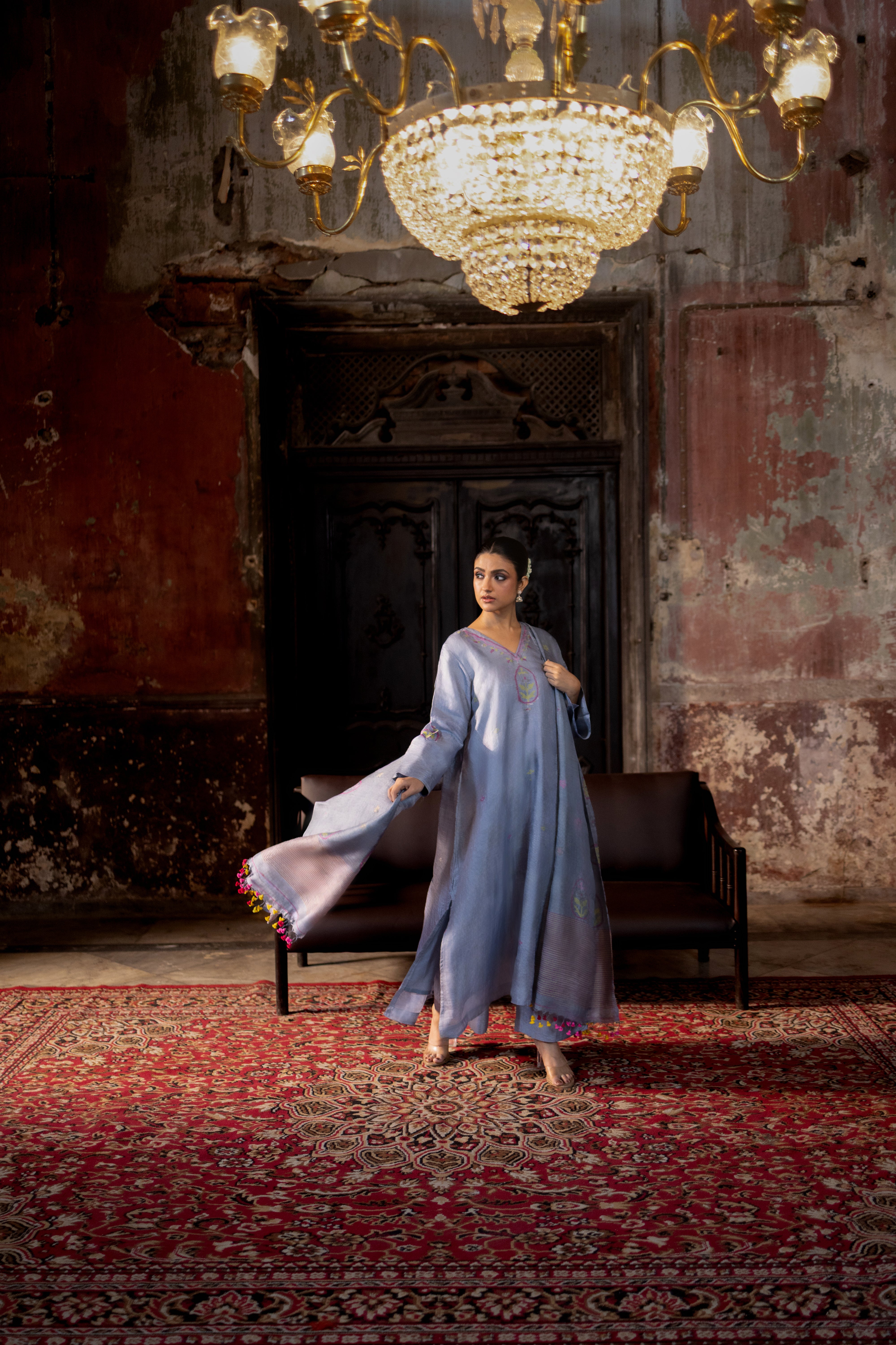 ROOH - Grey (Silk Jamdani)