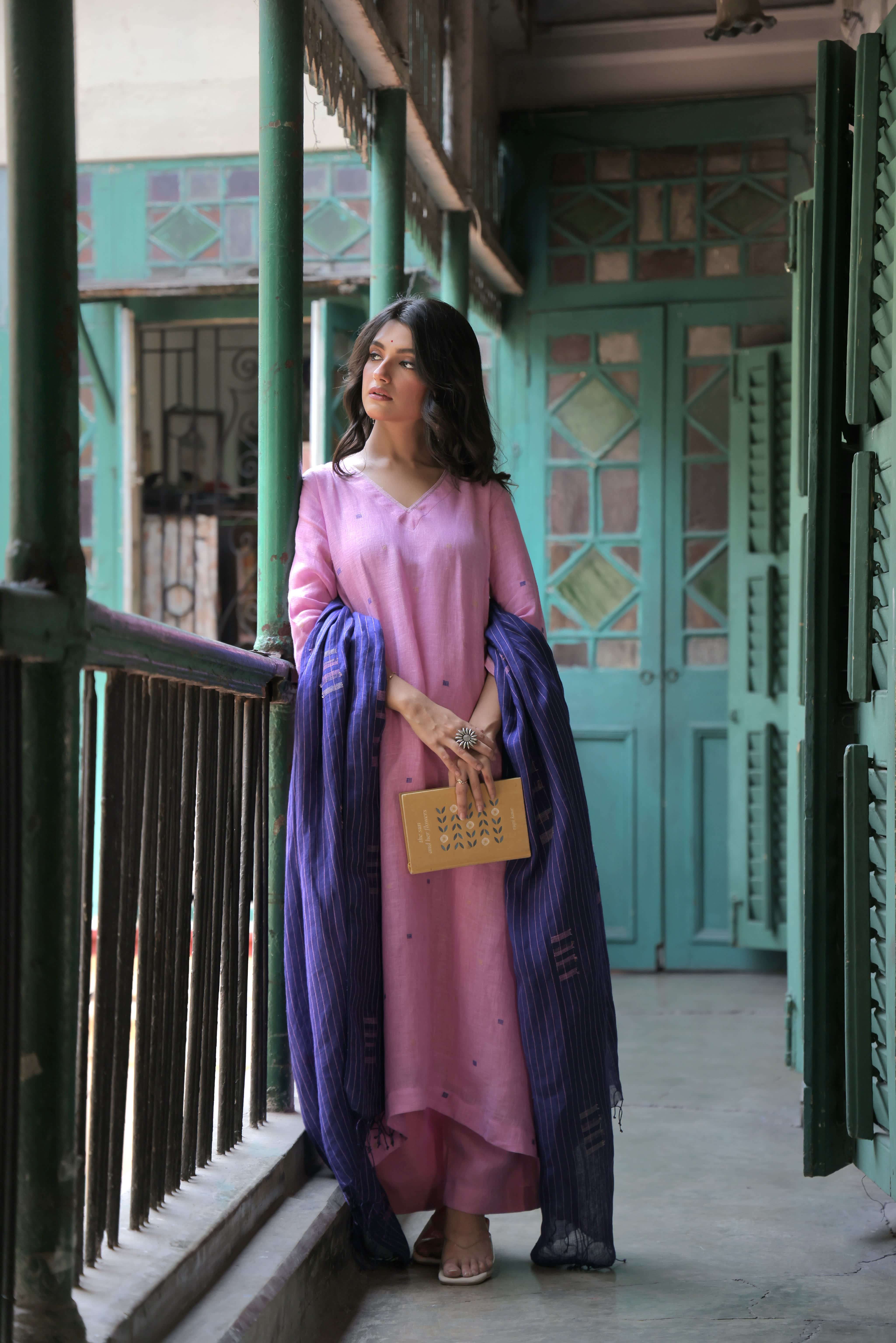 Zaar - Pink Purple (Linen Jamdani)