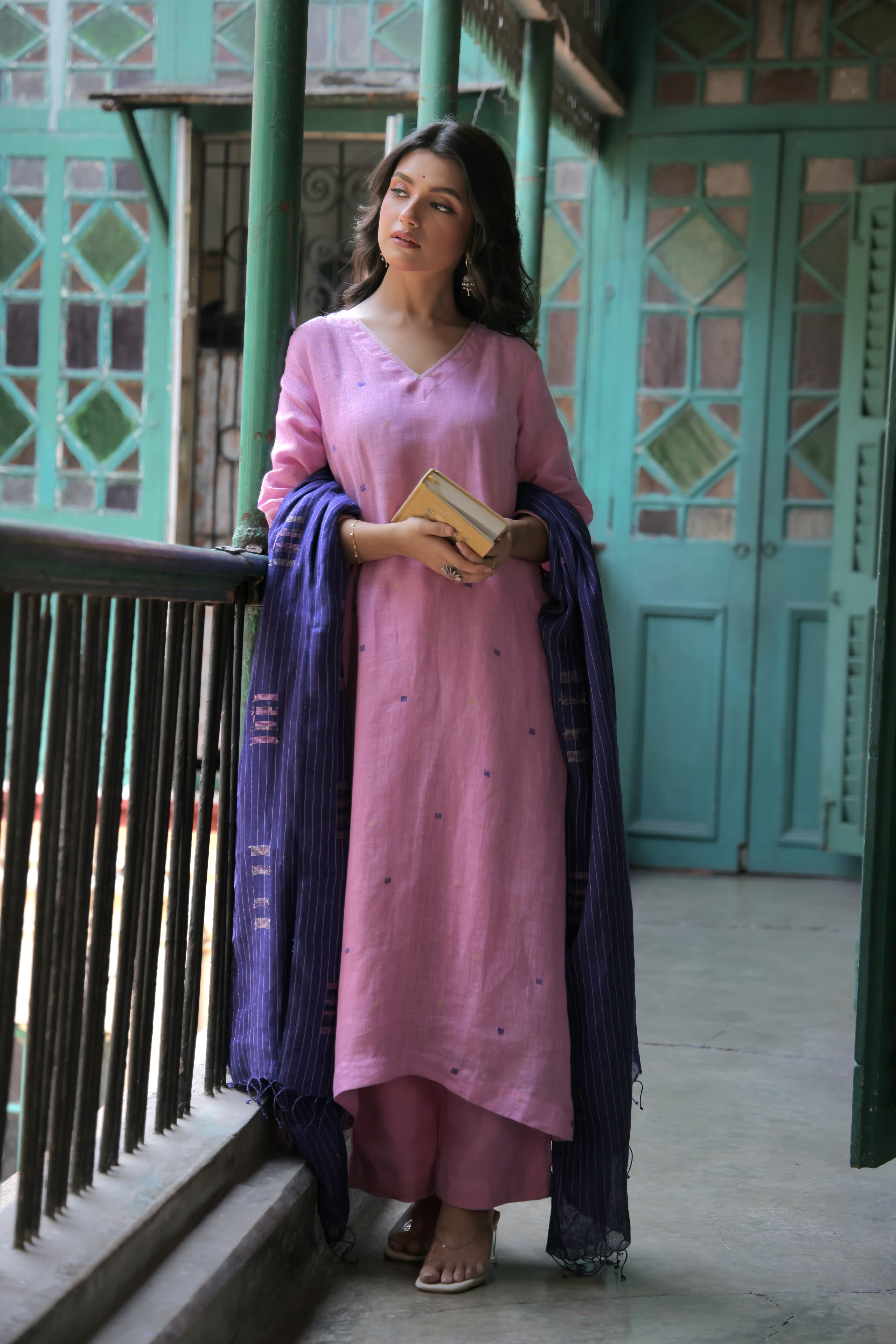 Zaar - Pink Purple (Linen Jamdani)
