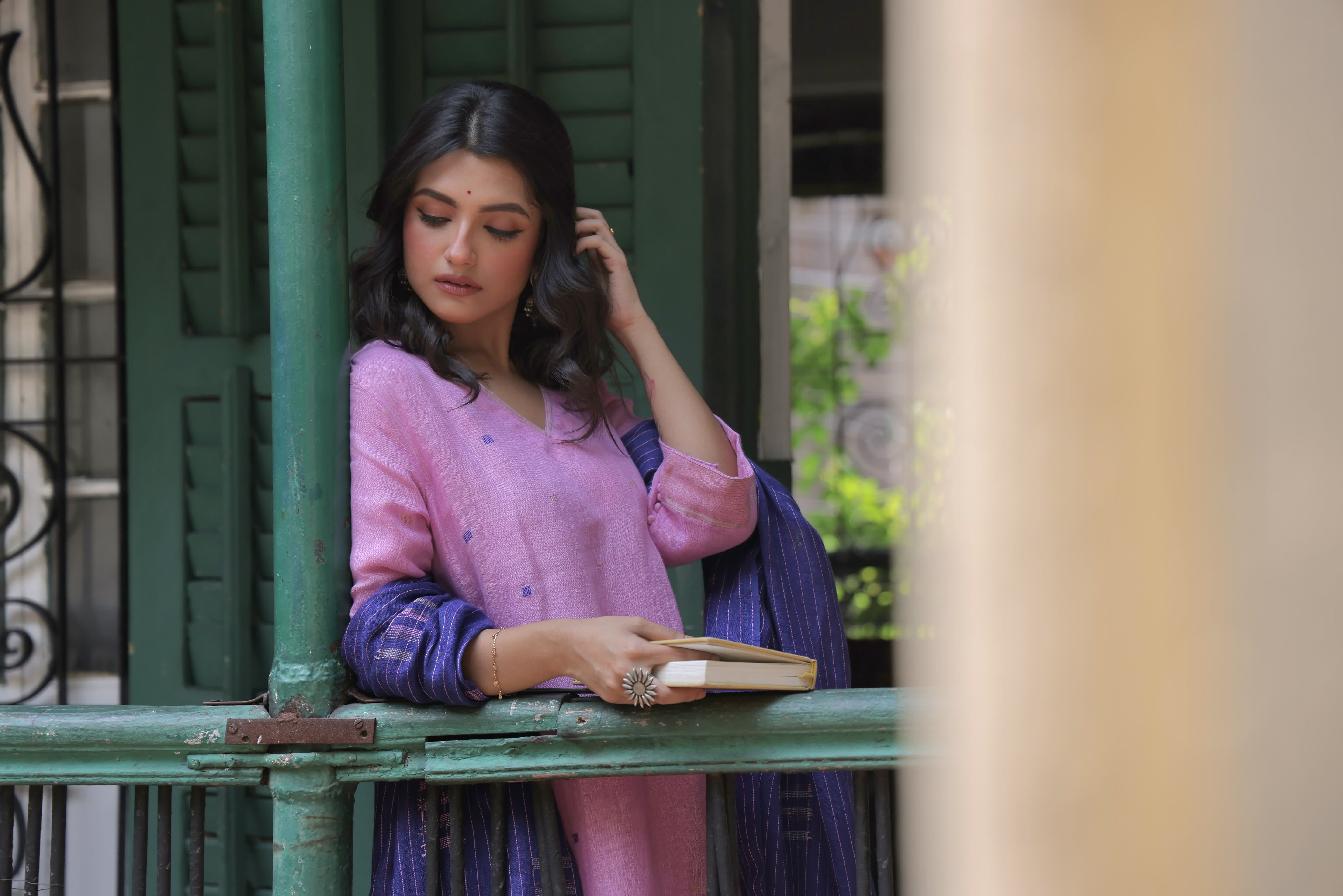 Zaar - Pink Purple (Linen Jamdani)