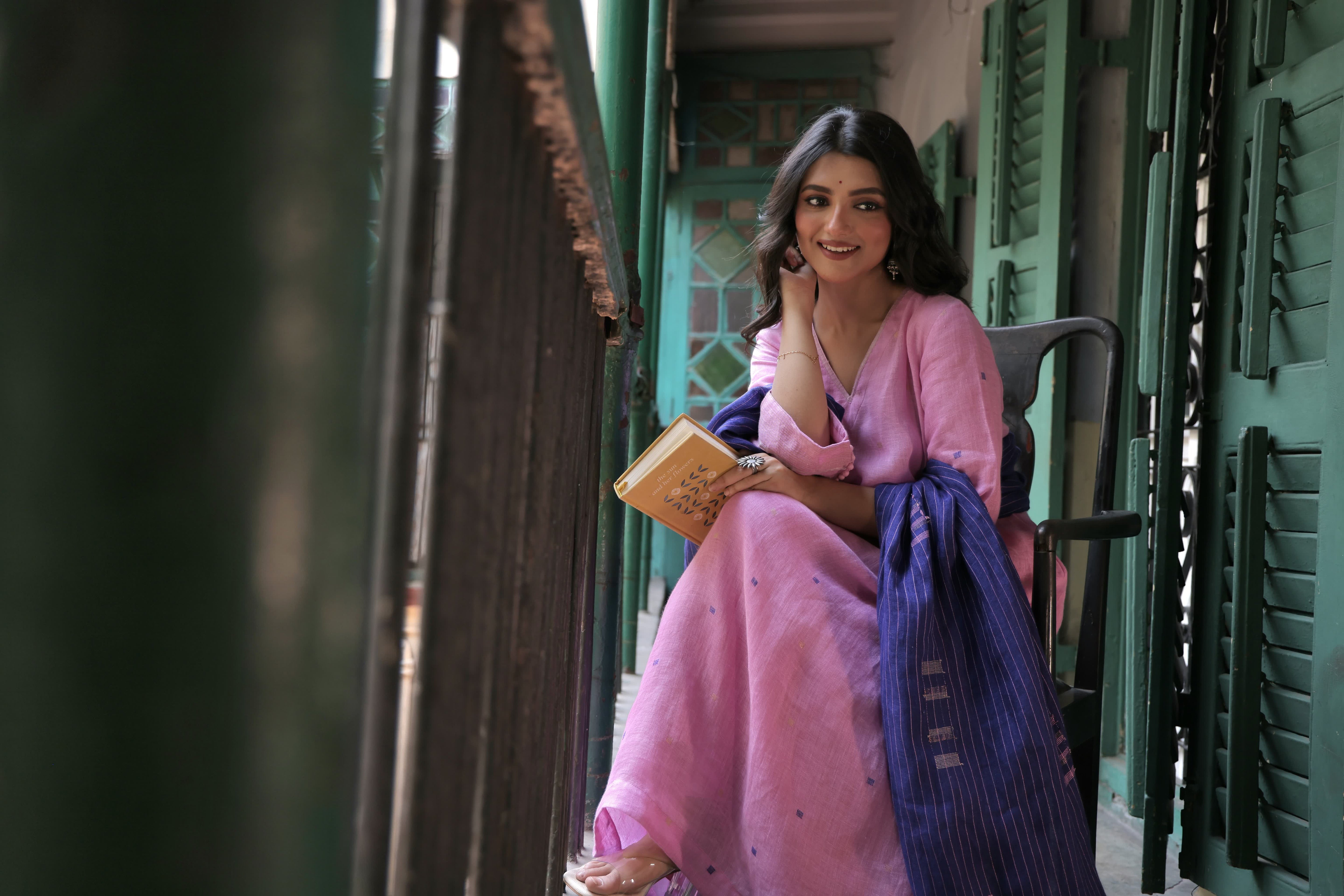 Zaar - Pink Purple (Linen Jamdani)