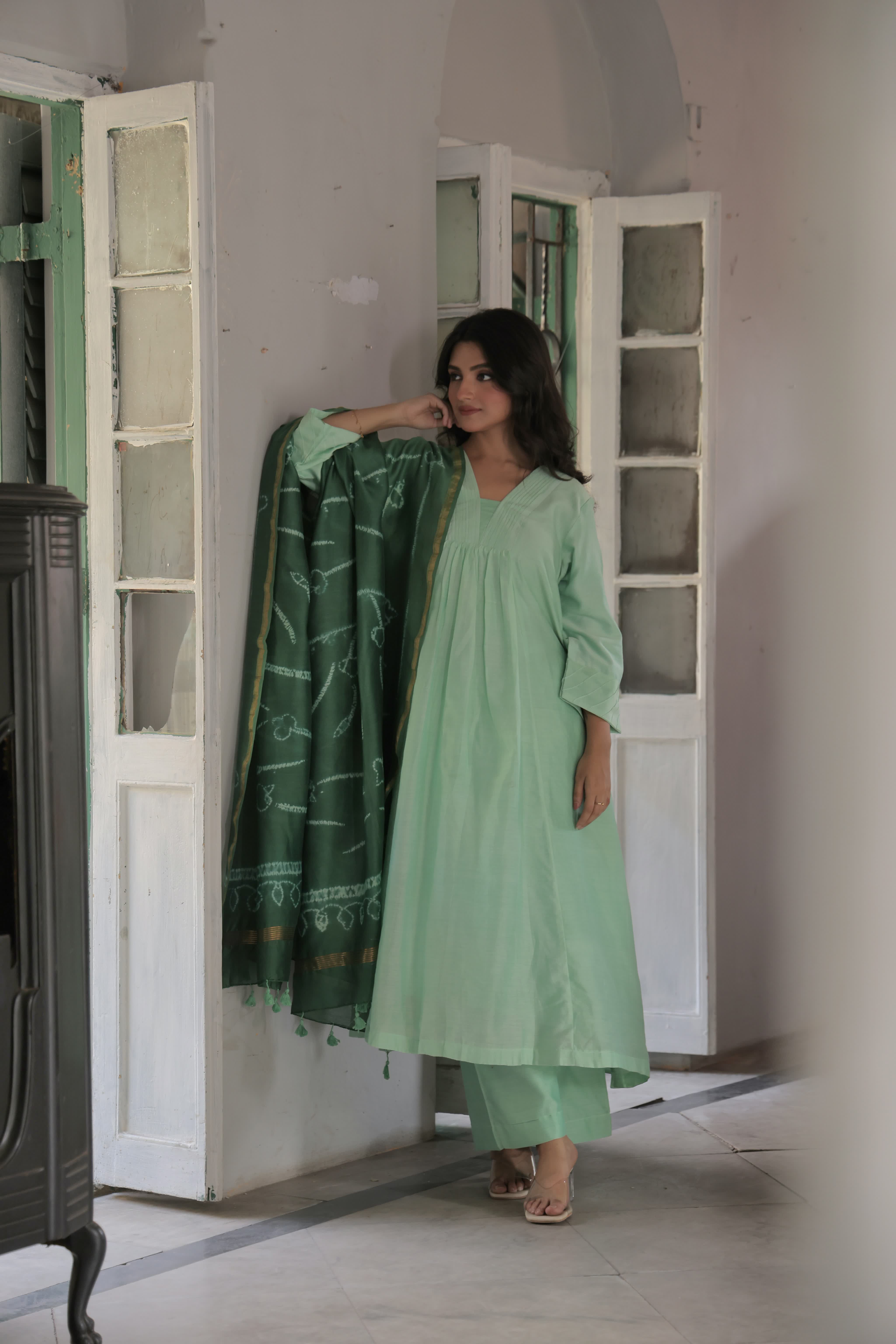 Seaglow (Mulmul Chanderi Bhandej, Tie Dye)