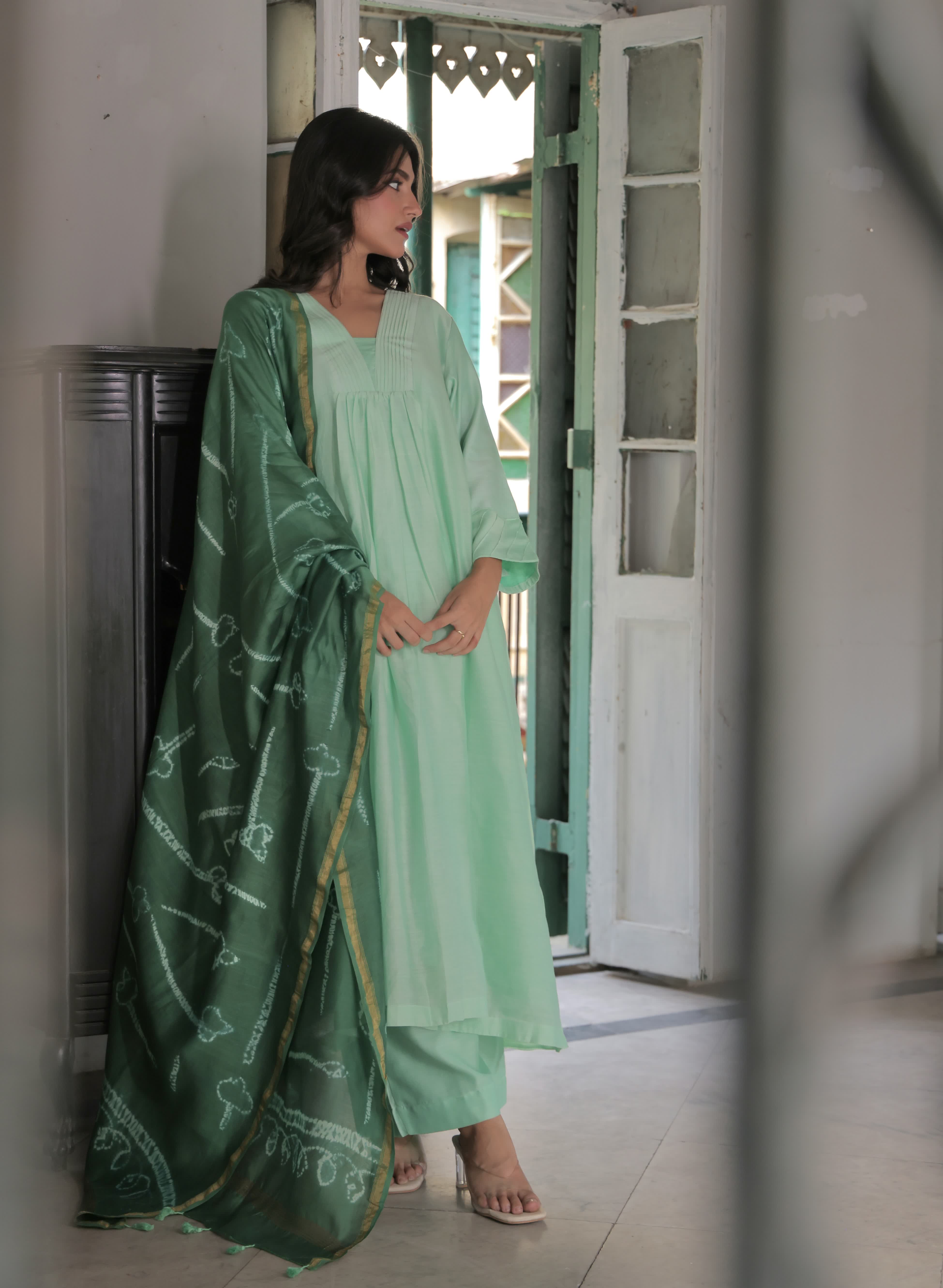 Seaglow (Mulmul Chanderi Bhandej, Tie Dye)