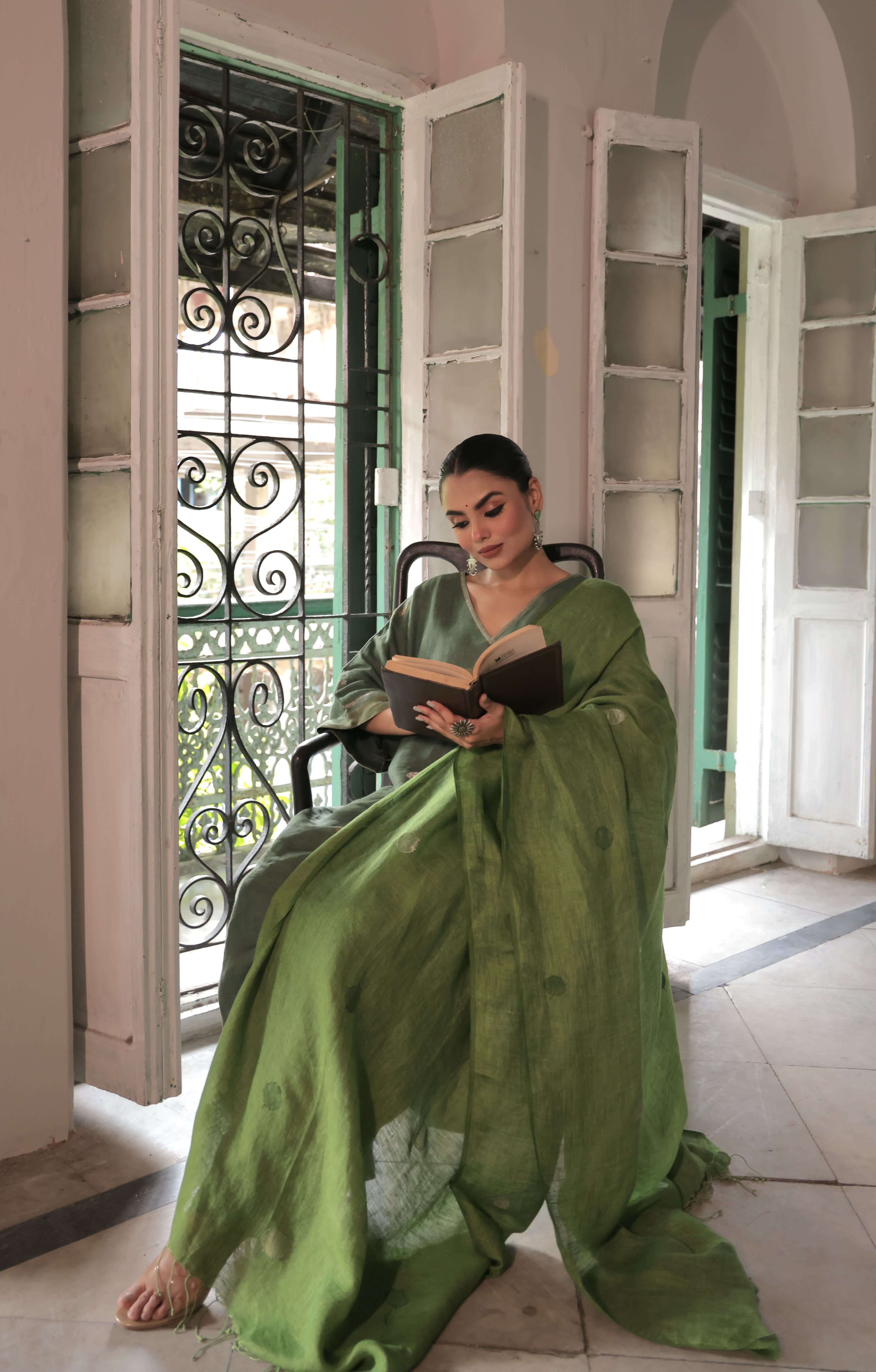 Zaar - Green (Linen Jamdani)