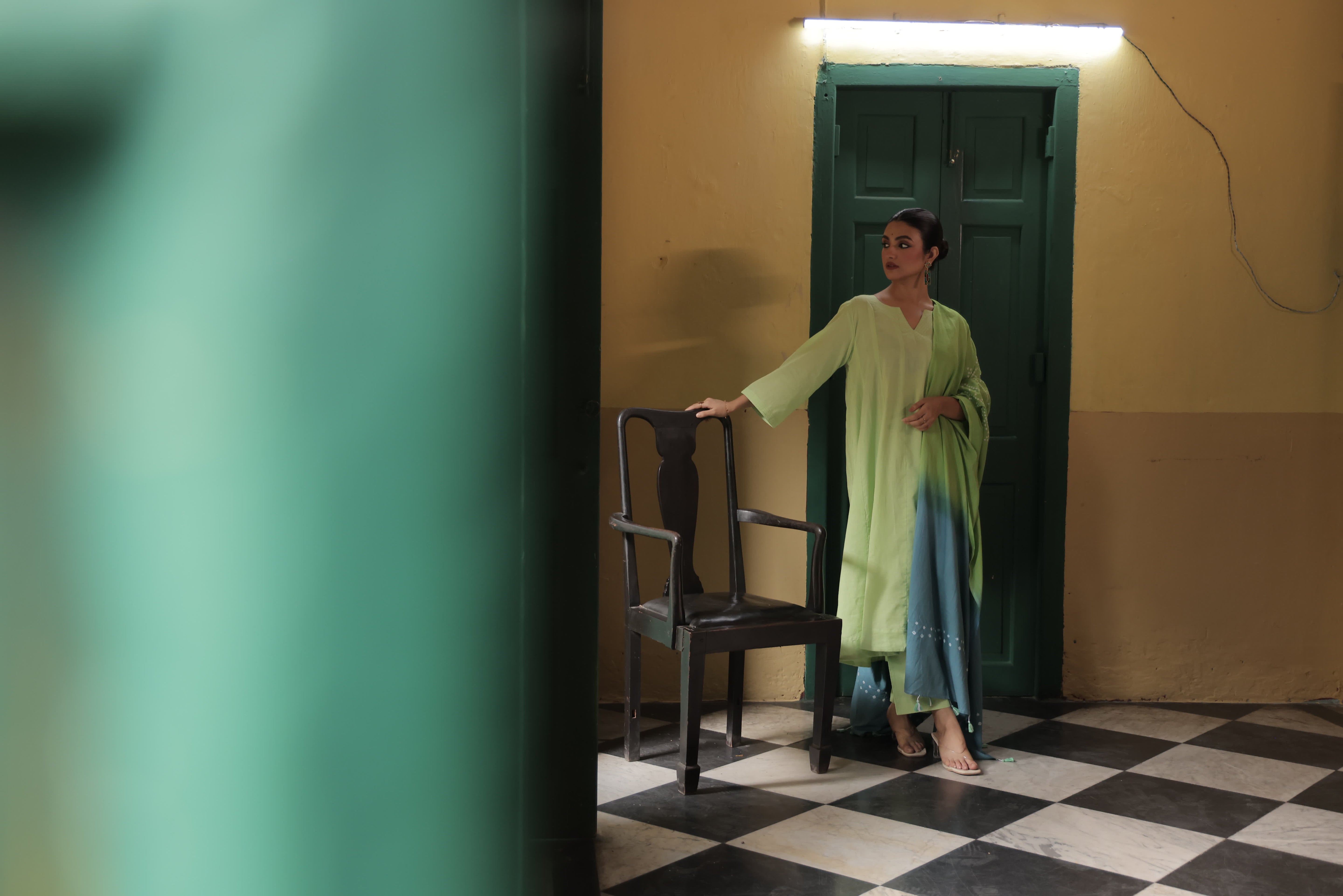 Raunaq-Green (Cotton Bhandej)