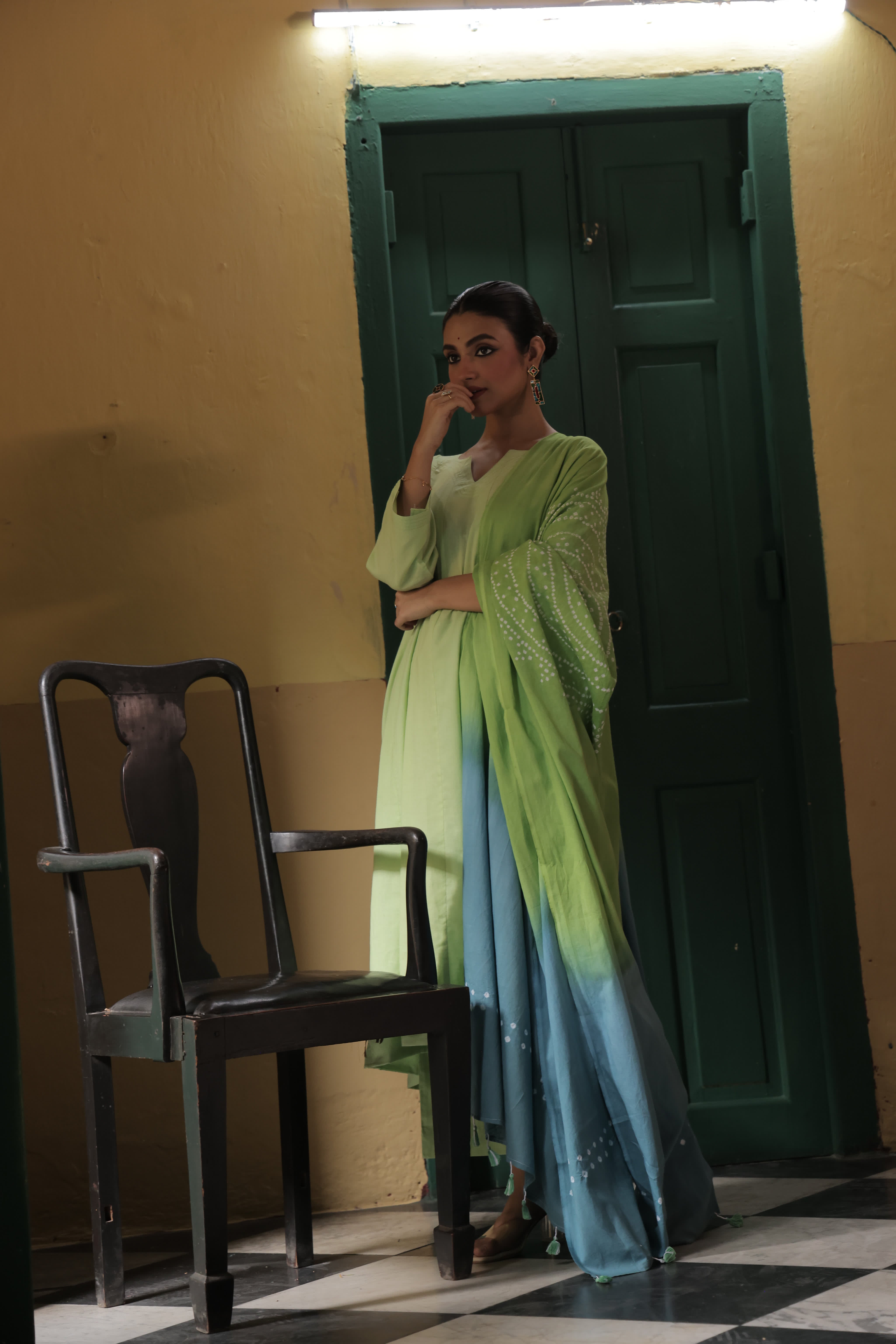 Raunaq-Green (Cotton Bhandej)