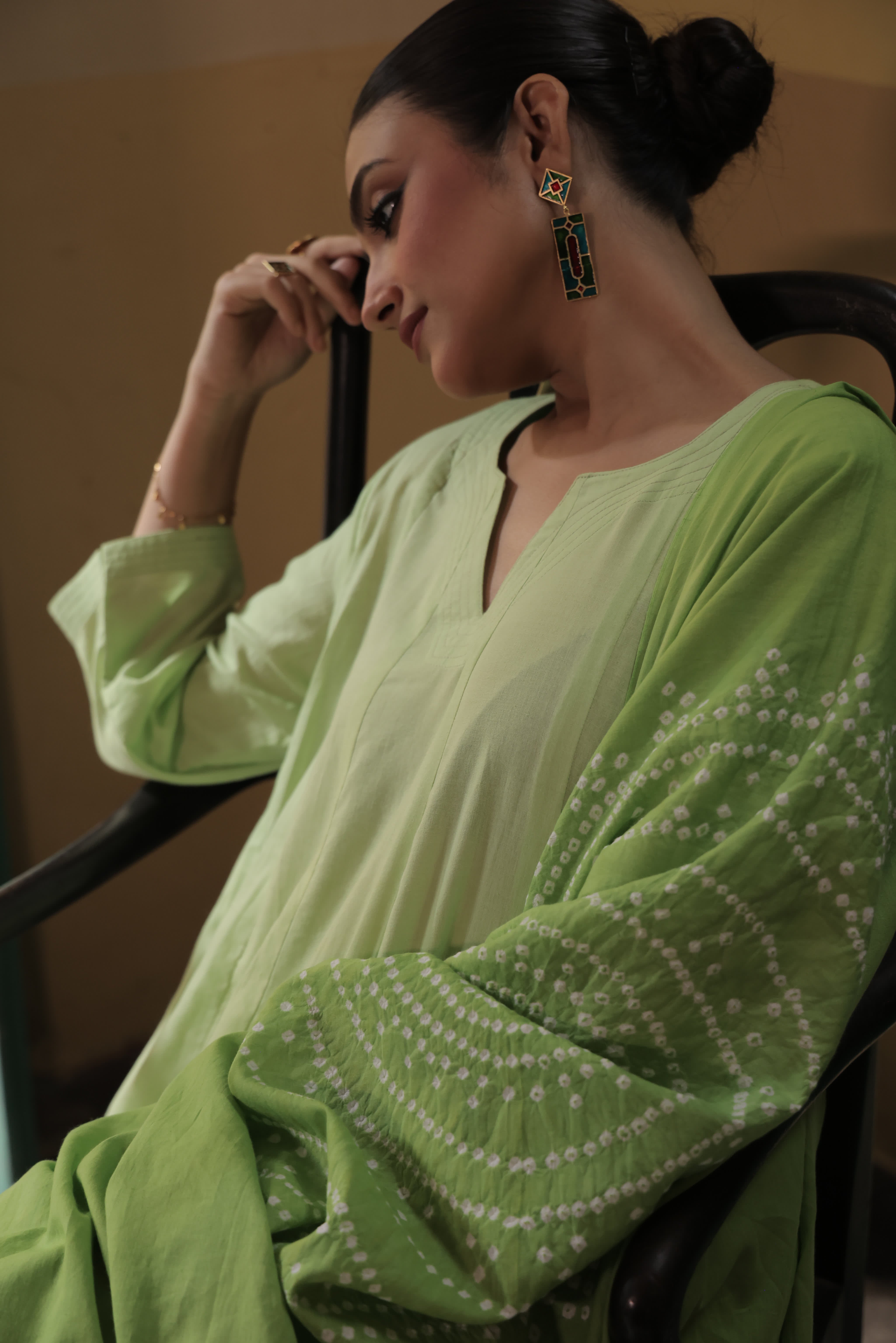 Raunaq-Green (Cotton Bhandej)