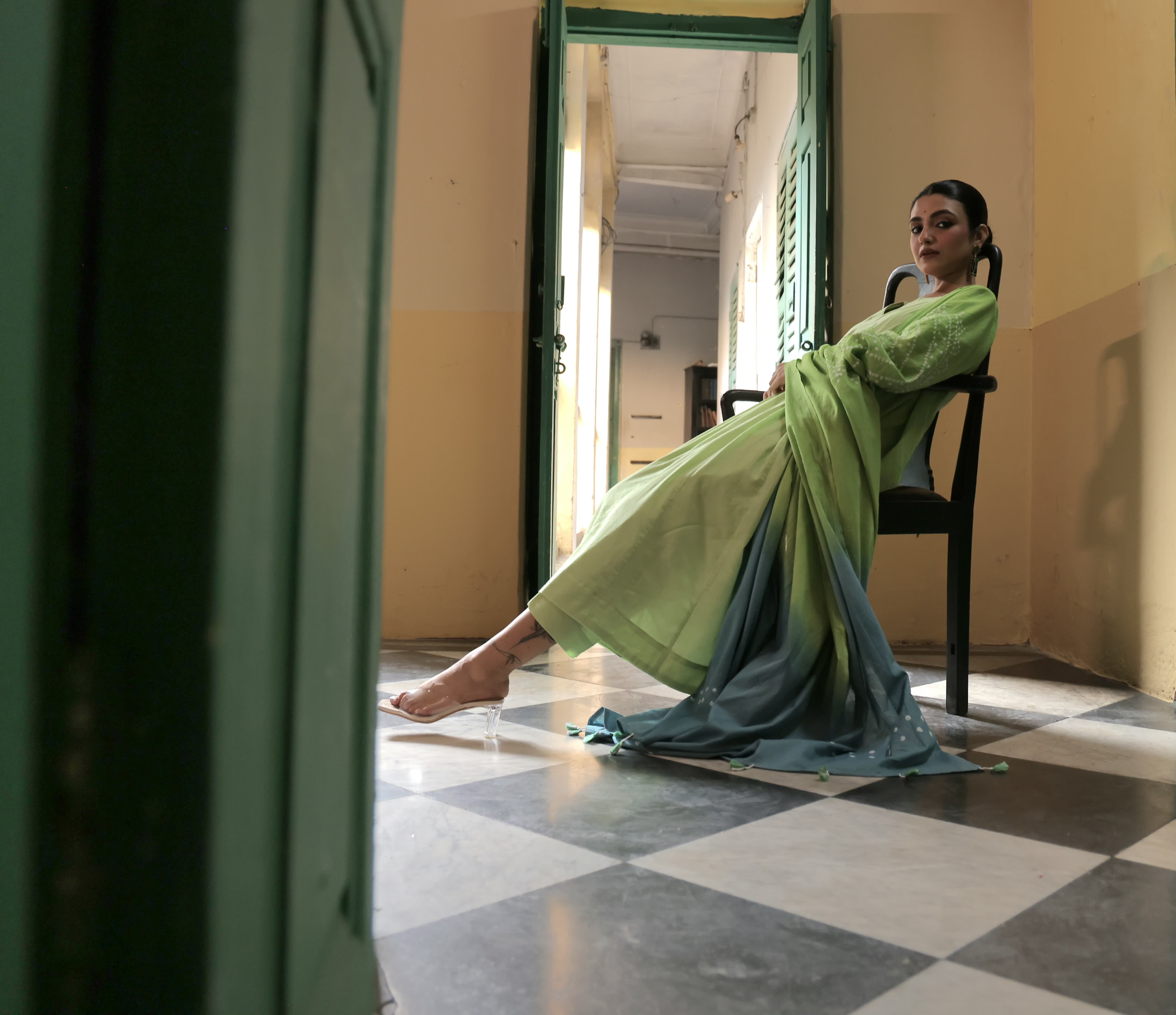 Raunaq-Green (Cotton Bhandej)