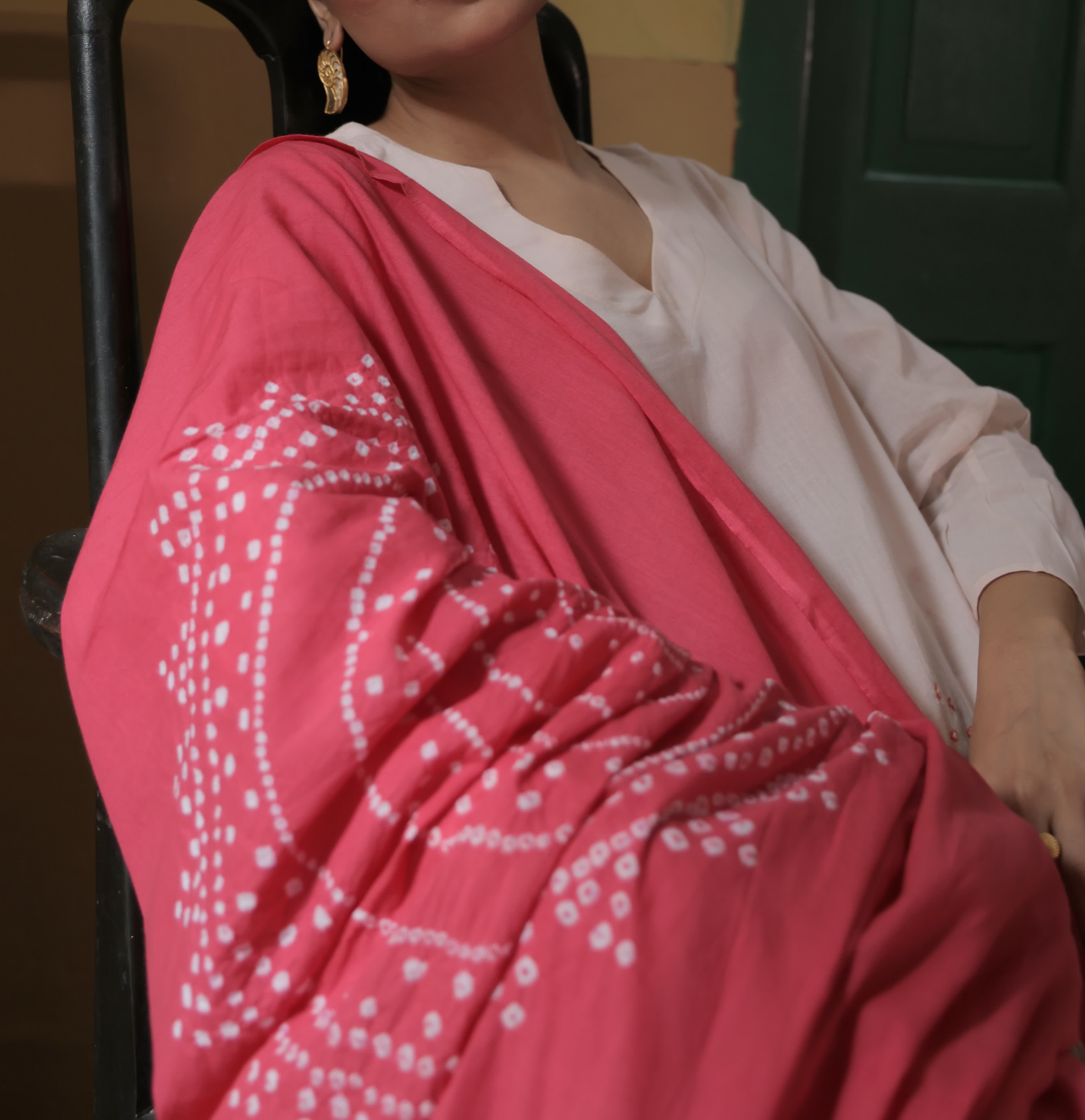 Raunaq-Peach pink (Cotton Bhandej)