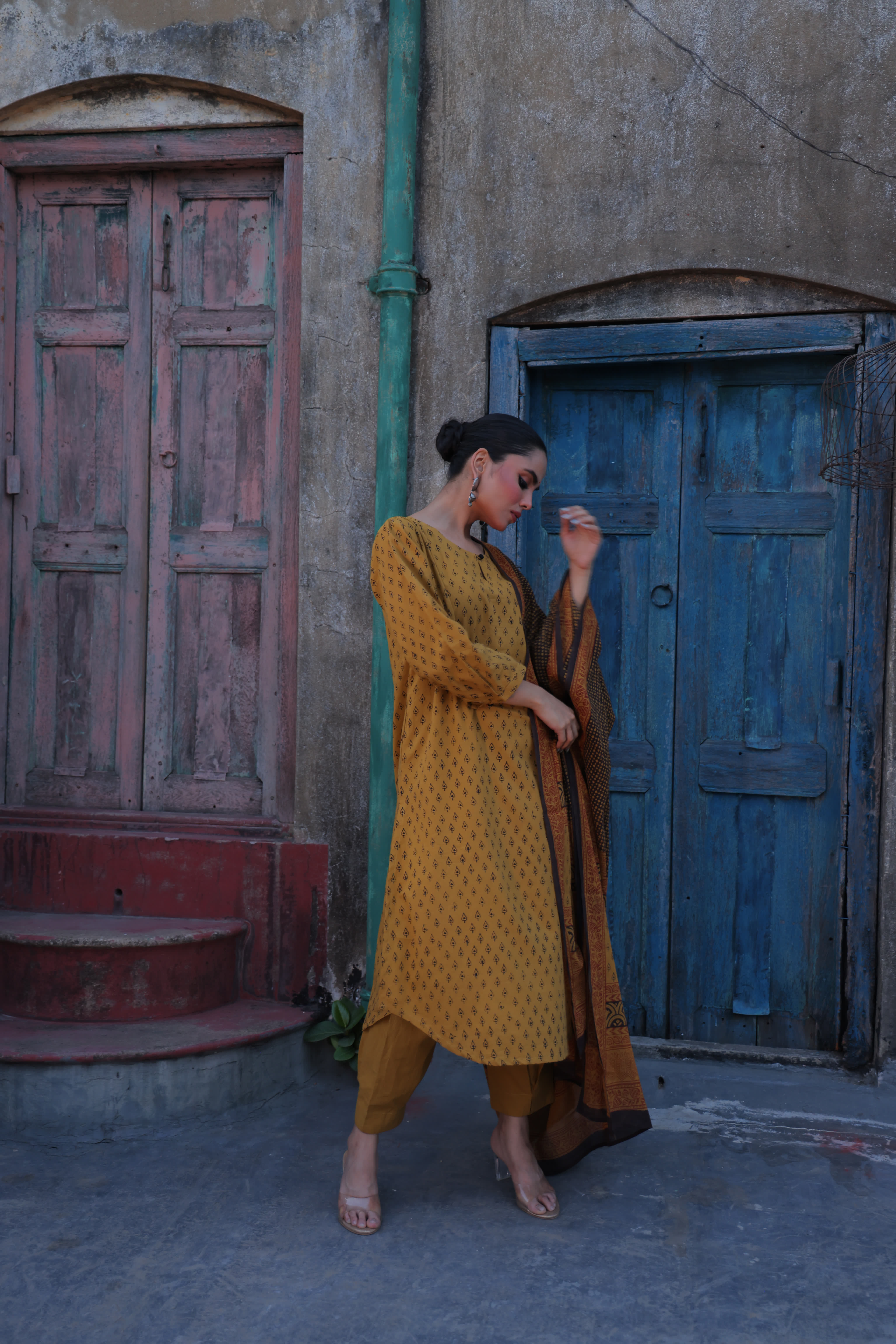 Bagh-Mustard (Cotton Block Print)