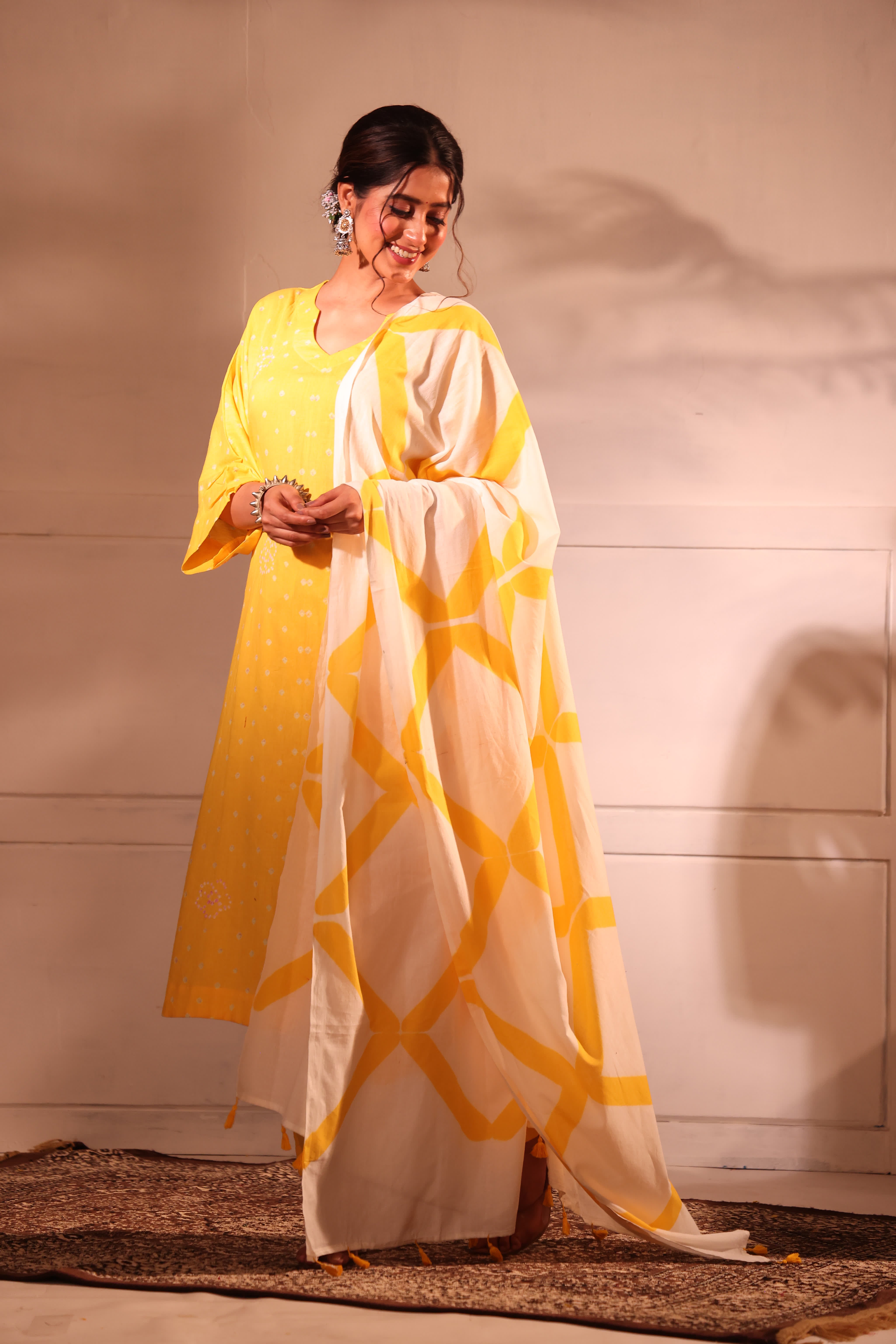 Raunaq-Yellow (Cotton Bhandej)