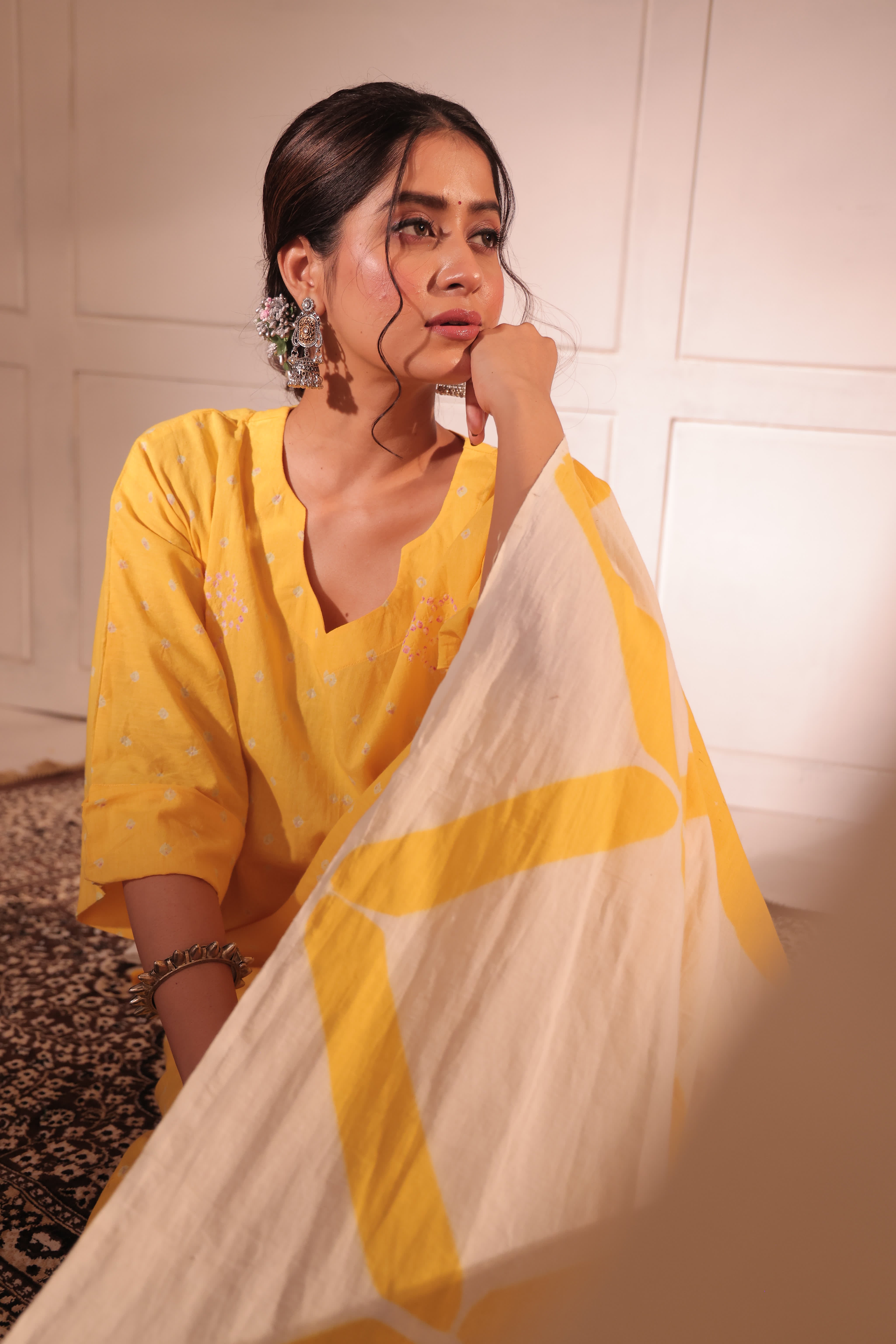 Raunaq-Yellow (Cotton Bhandej)