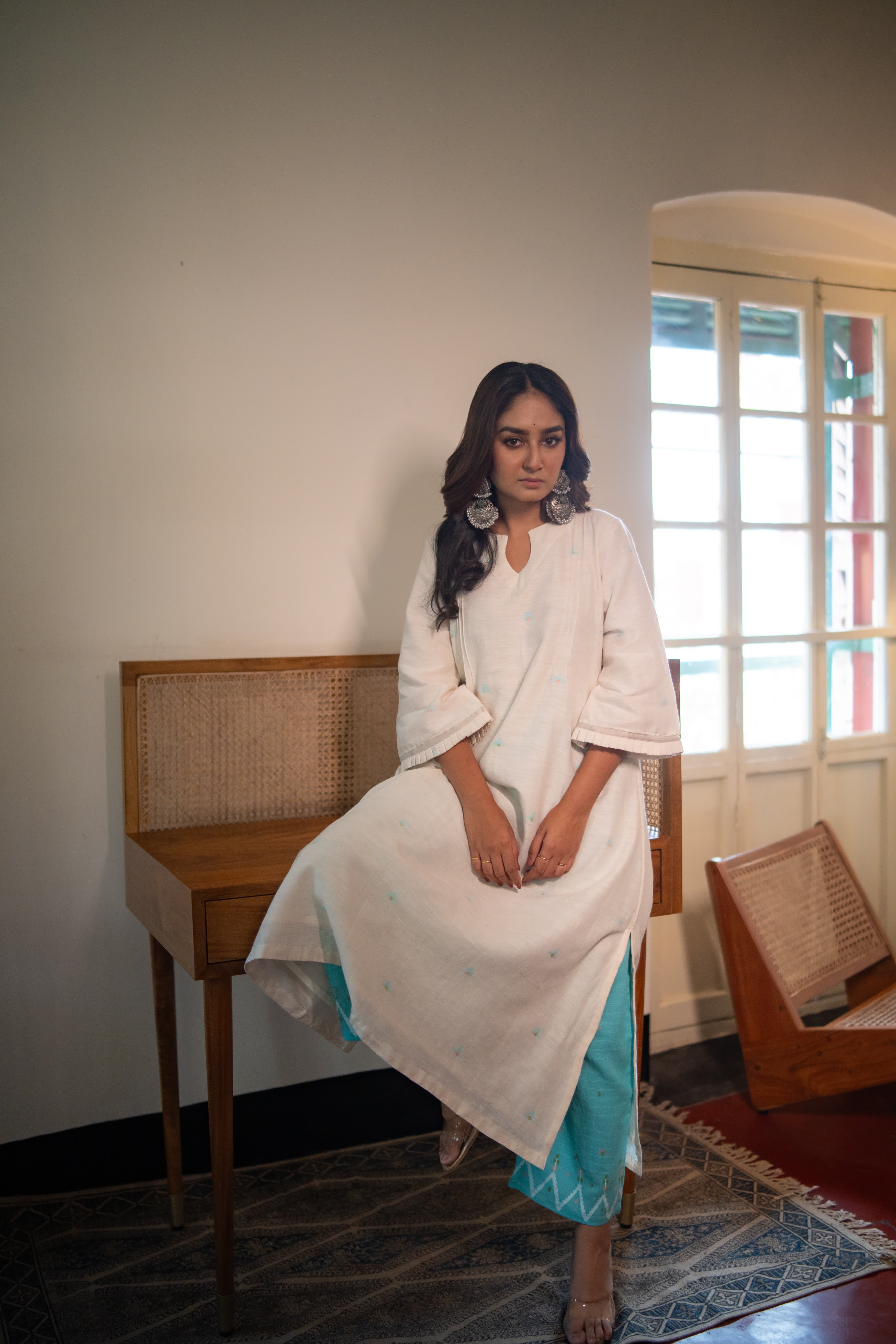 Skyline White (Organic Cotton Jamdani Coord)