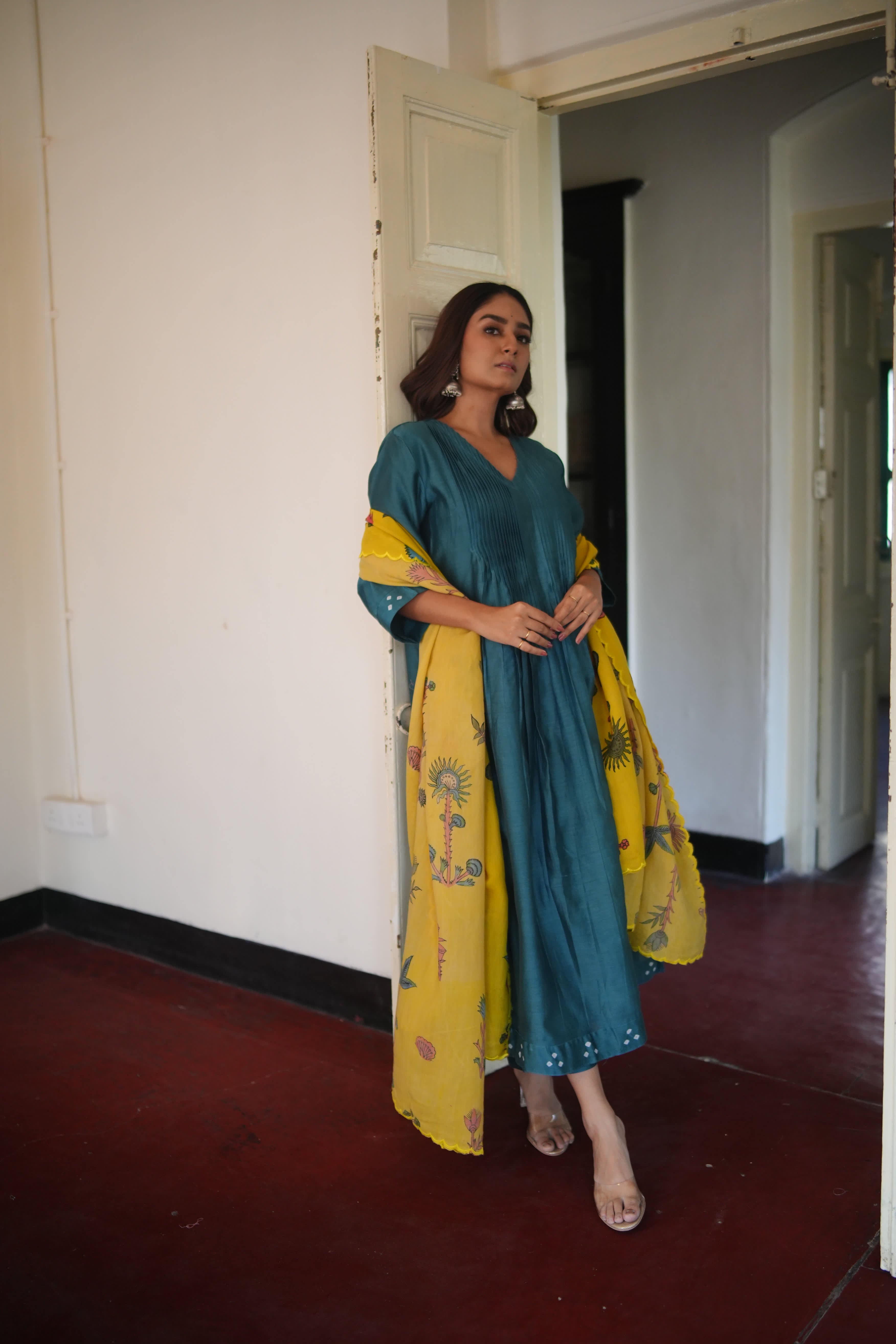 Chitra-Turq (Mulmul Chanderi kalamkari & bhandej)