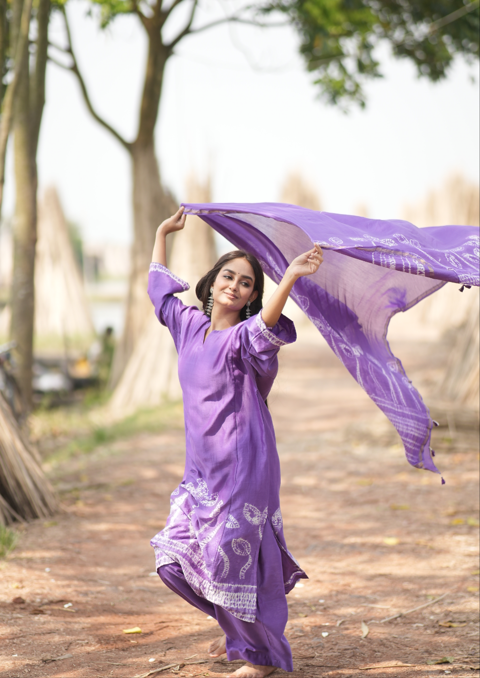 Misty Lavender (Chanderi Tie Dye)