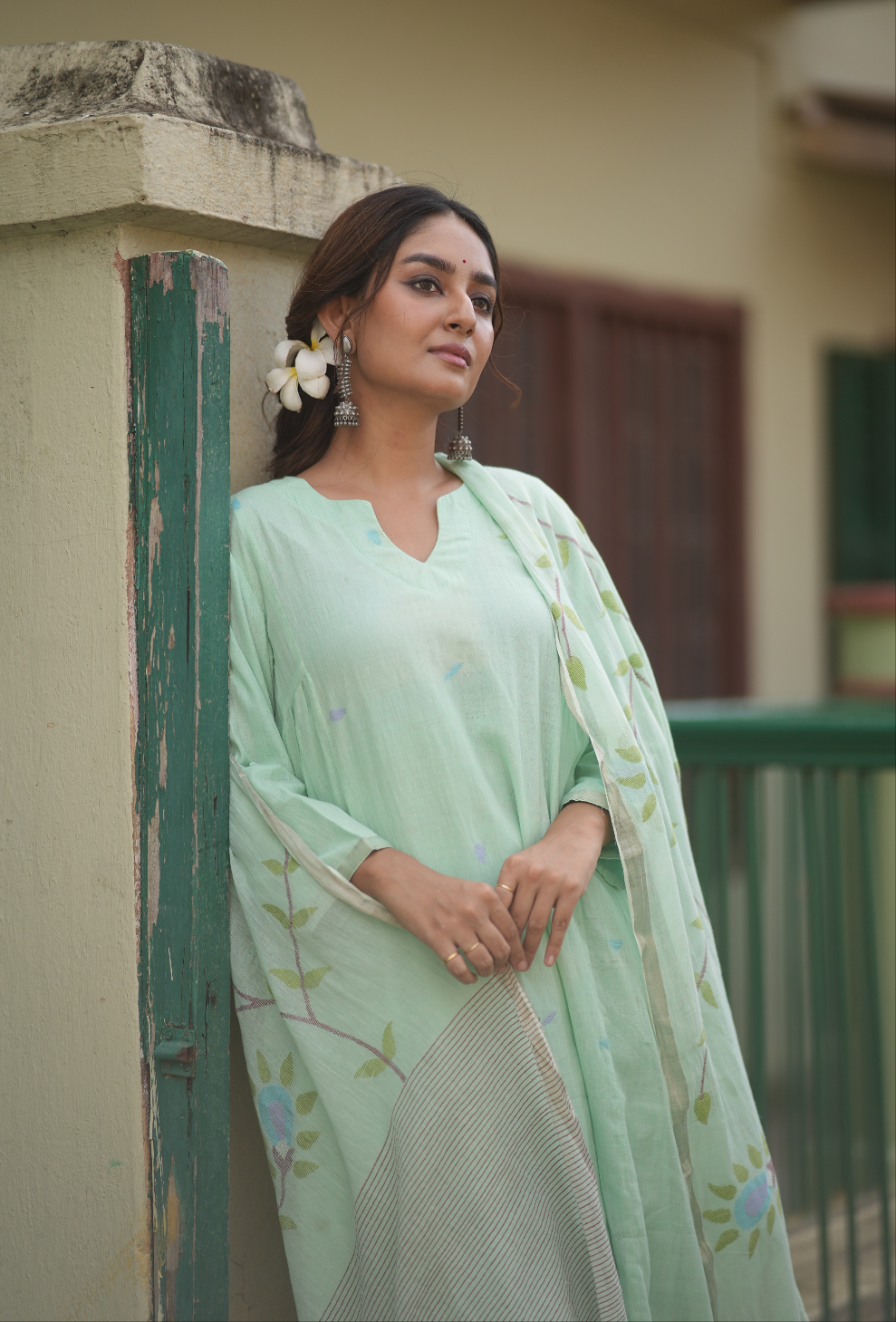 Emerald Bloom (Mulmul Jamdani)