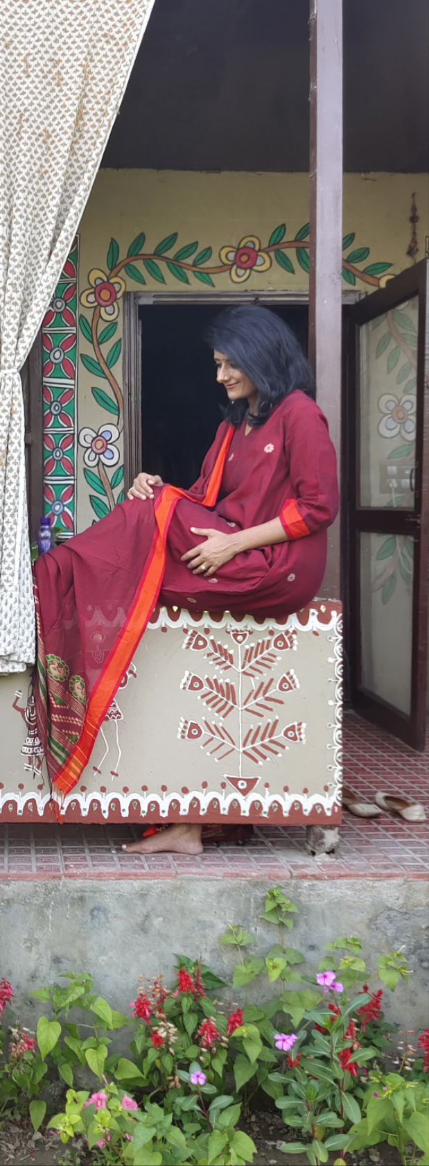 Rustic Maroon (Cotton Jamdani)