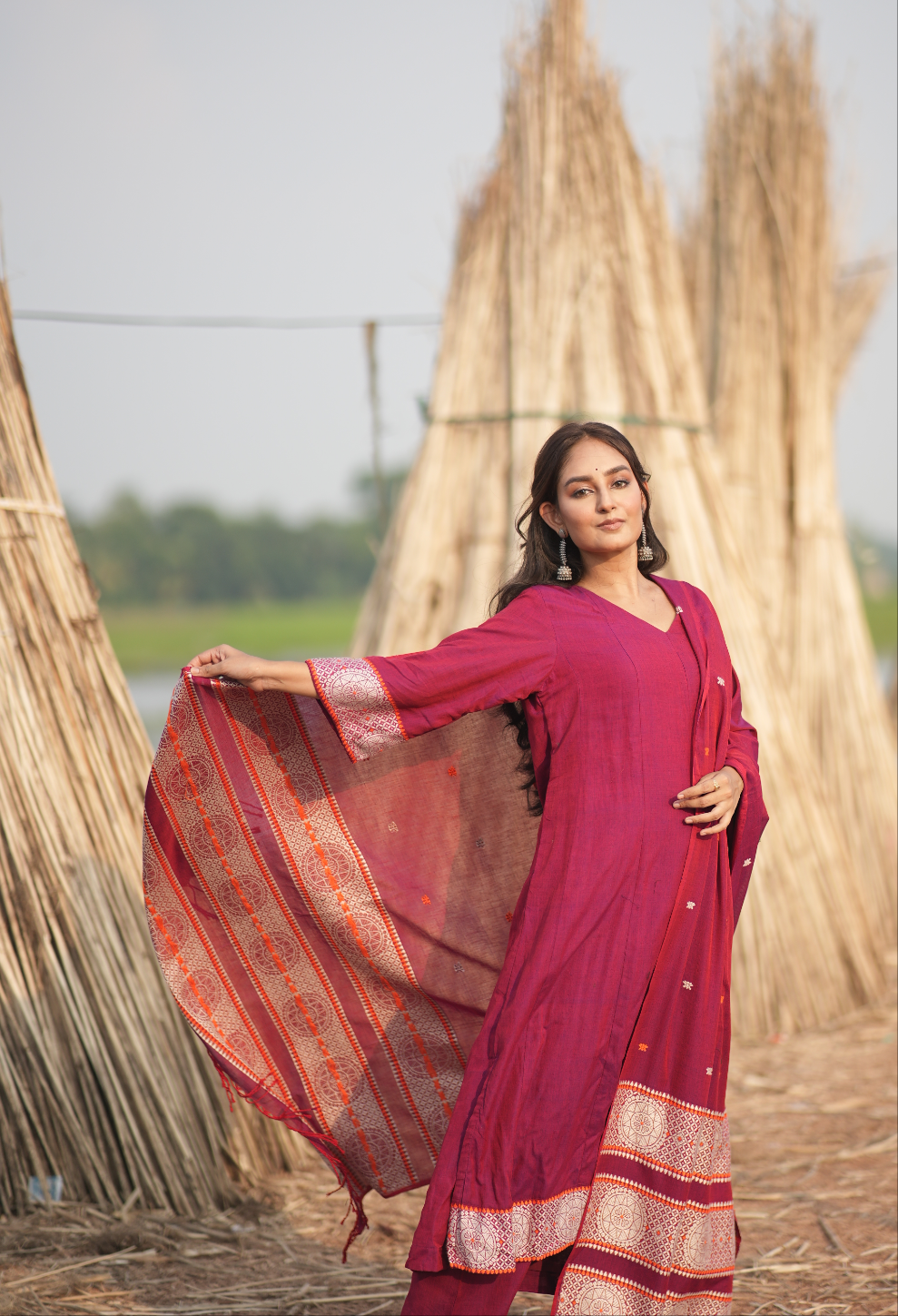 Magenta Bloom (Assamese Handloom Cotton)