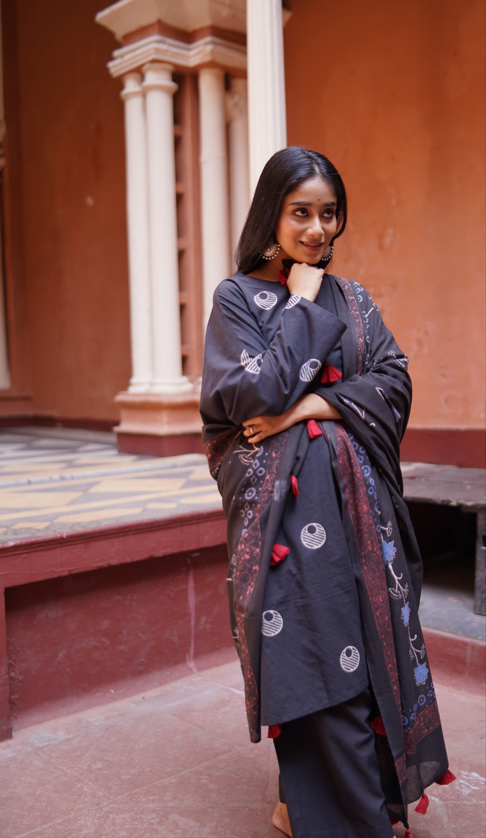Night Frost (Cotton Block Print, kurta-lower only)