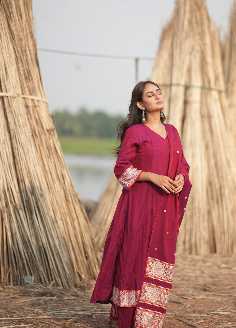 Magenta Bloom (Assamese Handloom Cotton)