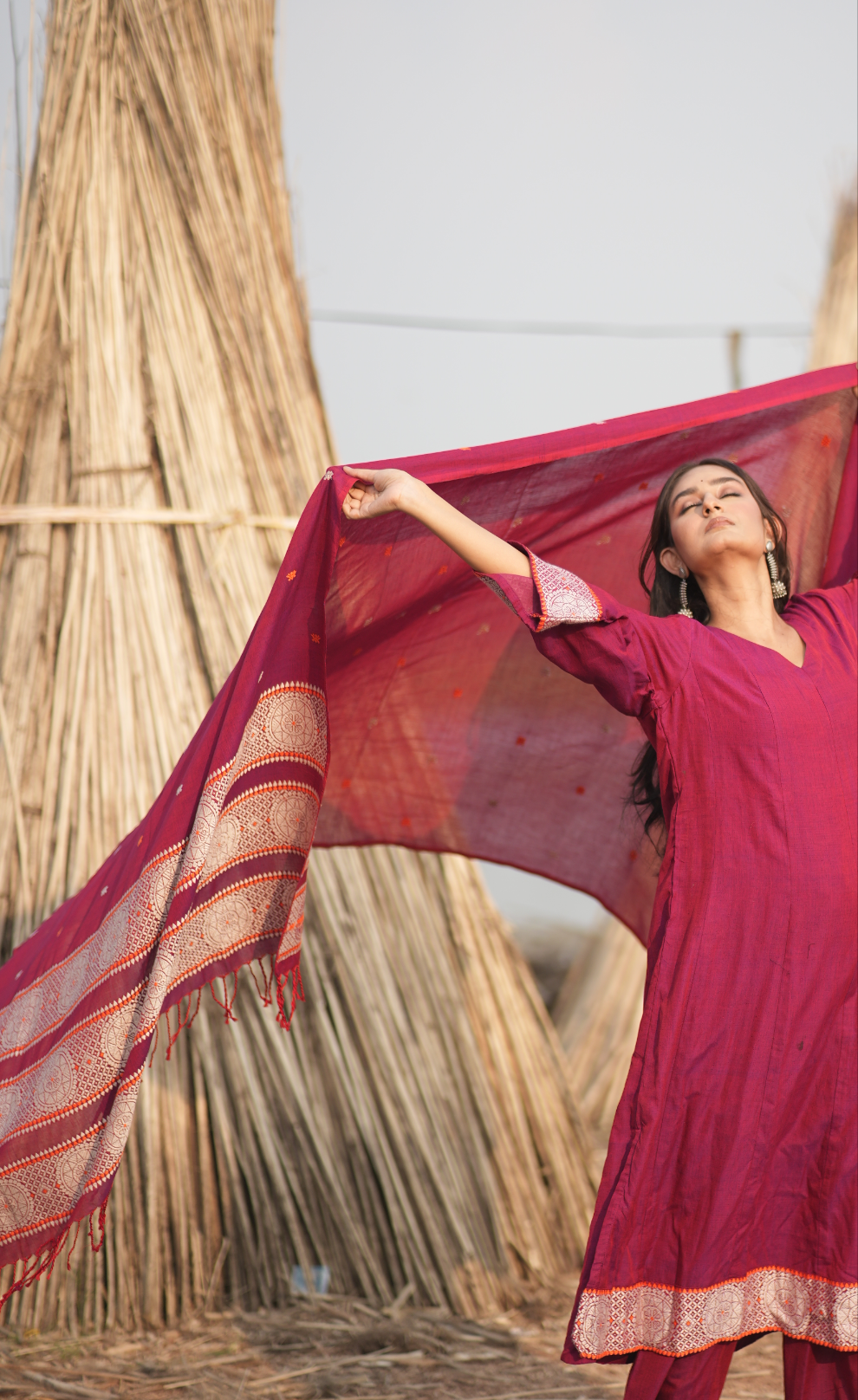 Magenta Bloom (Assamese Handloom Cotton)