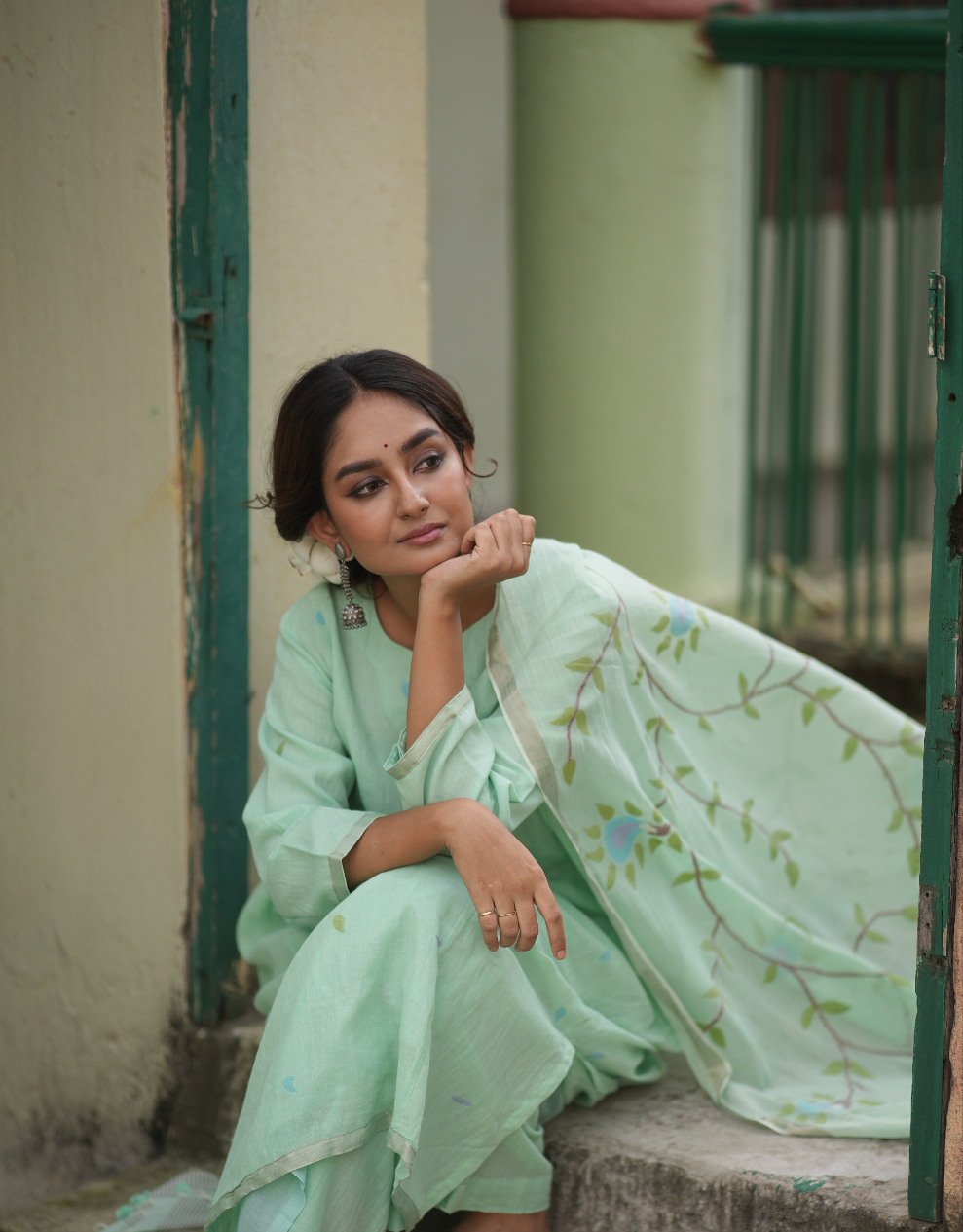 Emerald Bloom (Mulmul Jamdani)