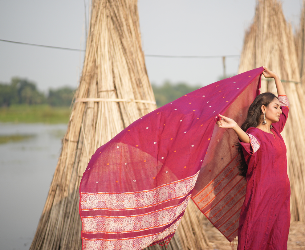 Magenta Bloom (Assamese Handloom Cotton)