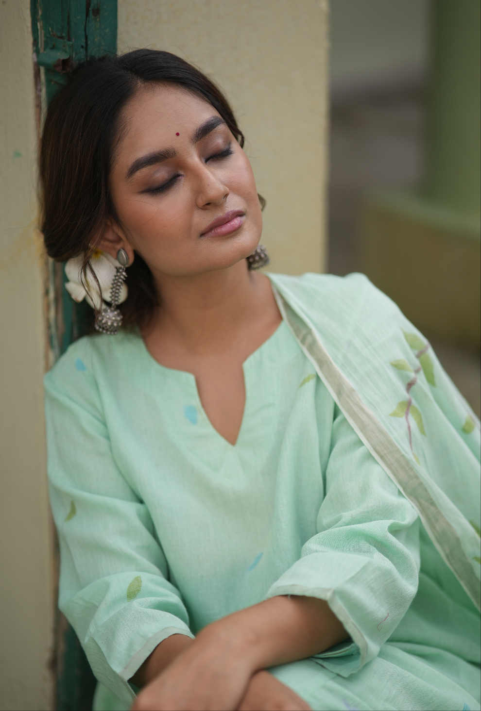 Emerald Bloom (Mulmul Jamdani)