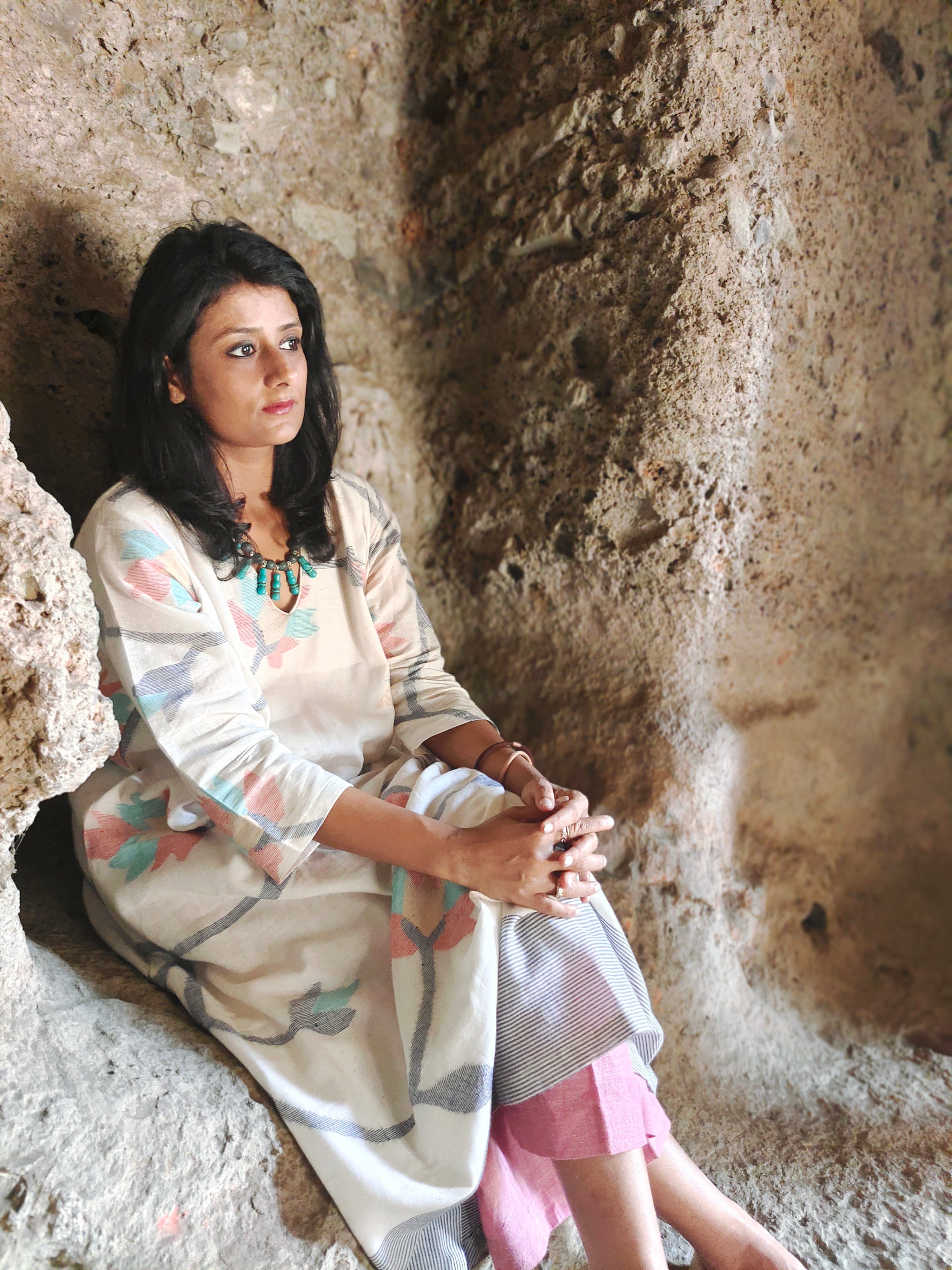 Etheral Ivory (Organic Cotton Jamdani Coord)