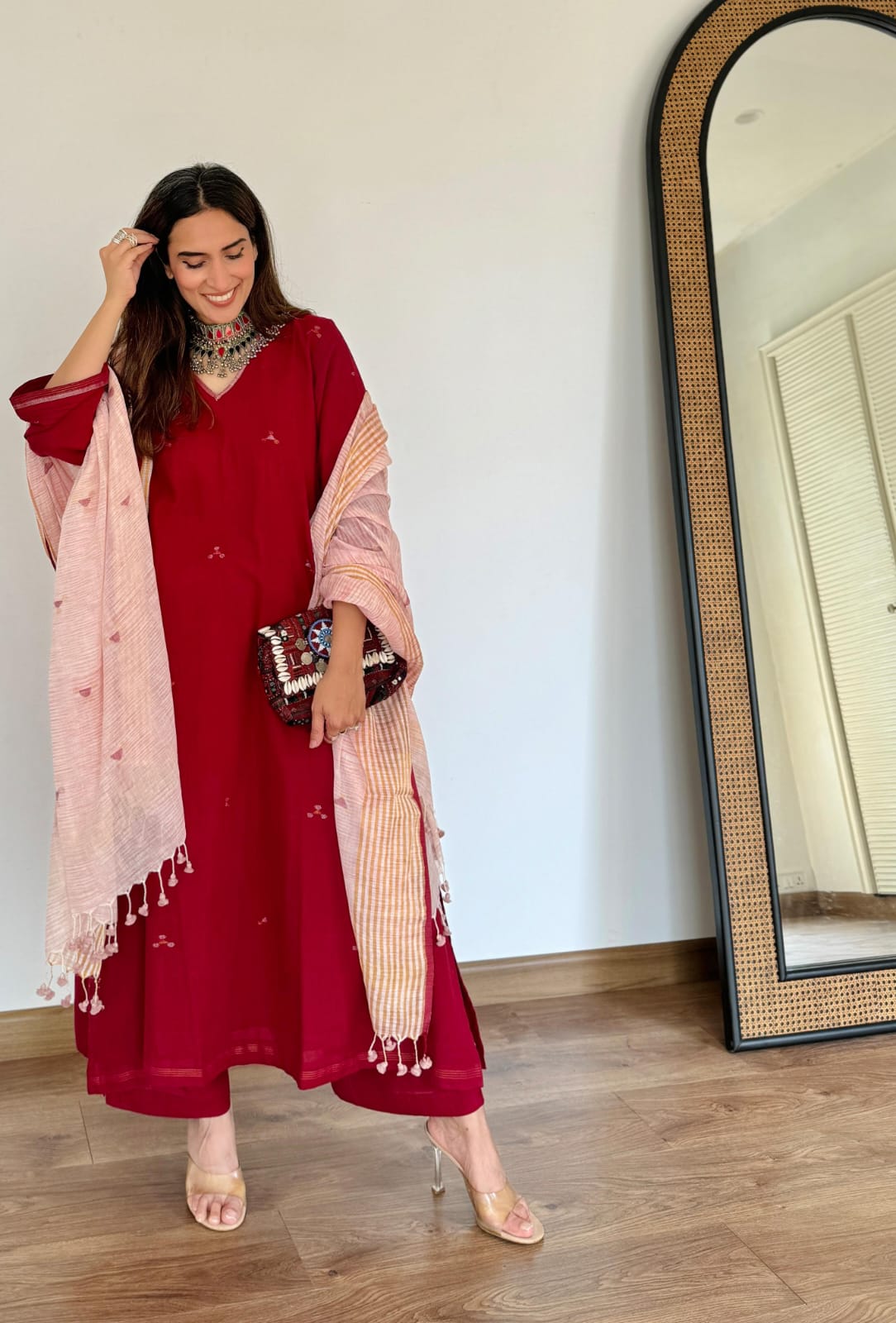 Classic Maroon (Mulmul Jamdani)