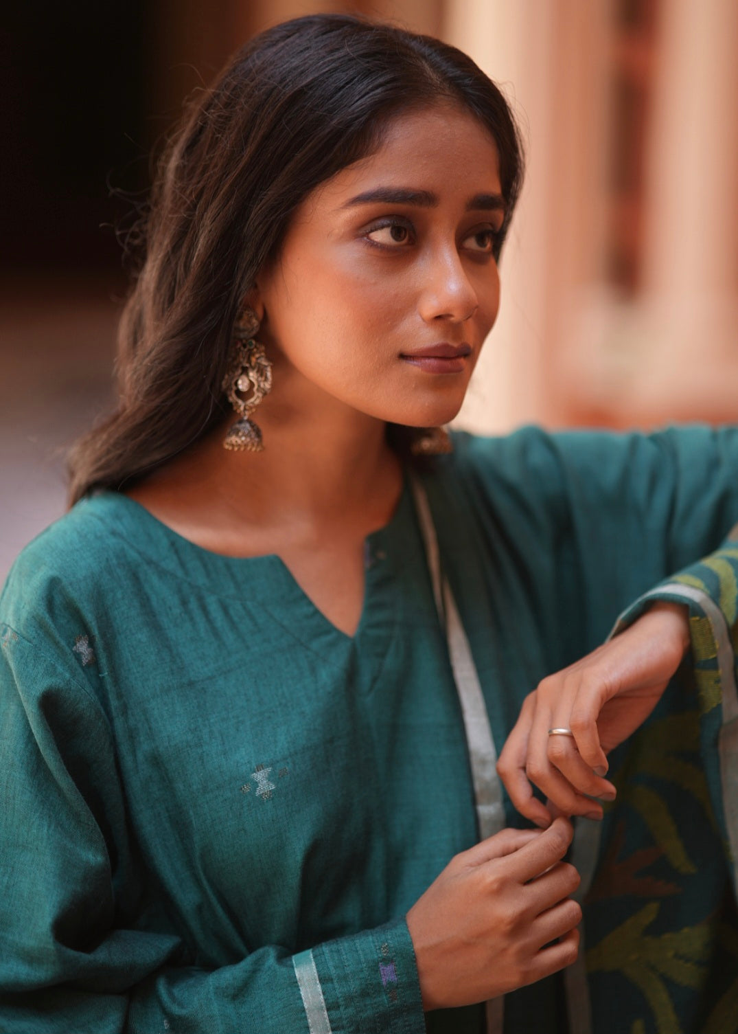 Teal Bloom (Mulmul Jamdani)