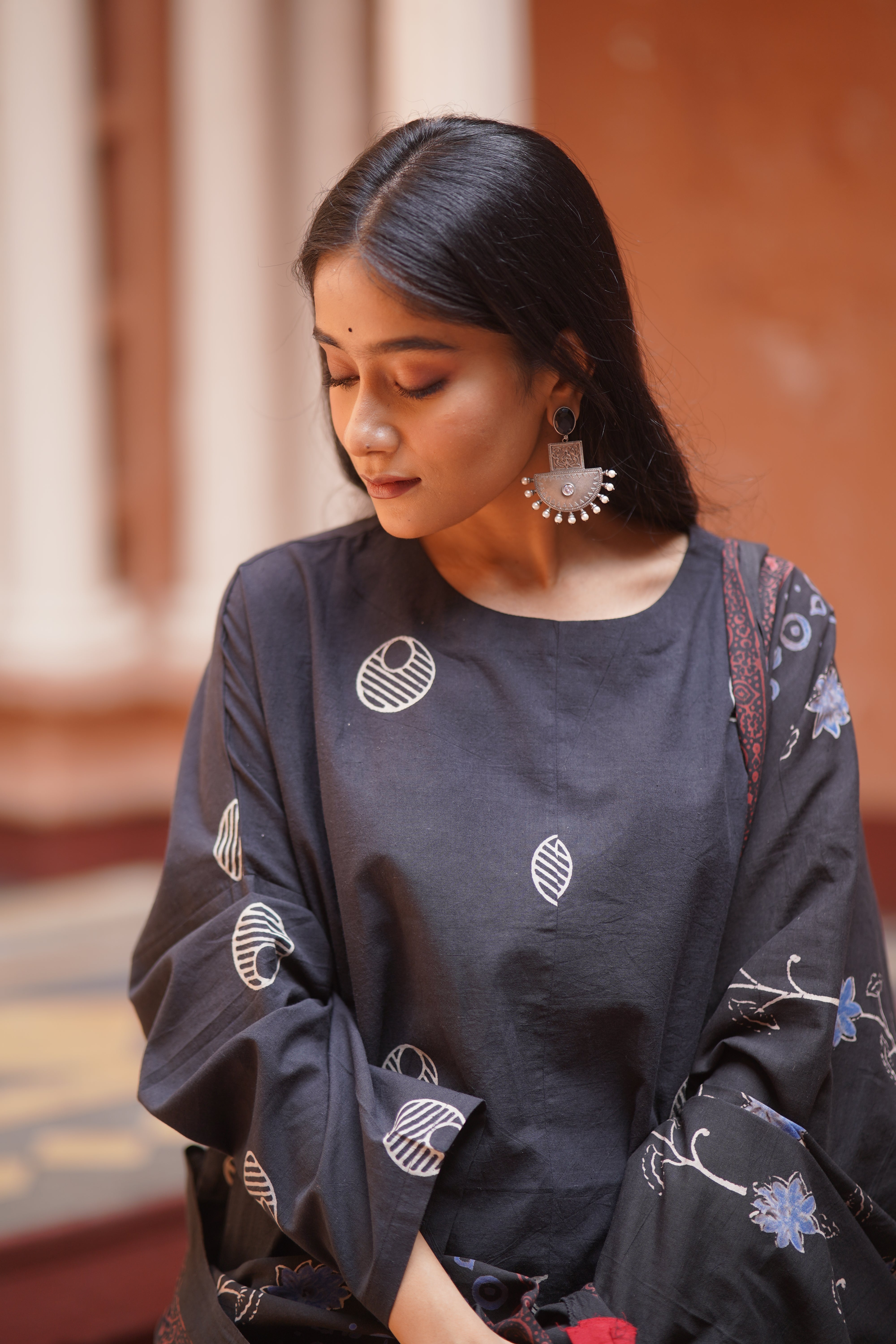 Night Frost (Cotton Block Print, kurta-lower only)