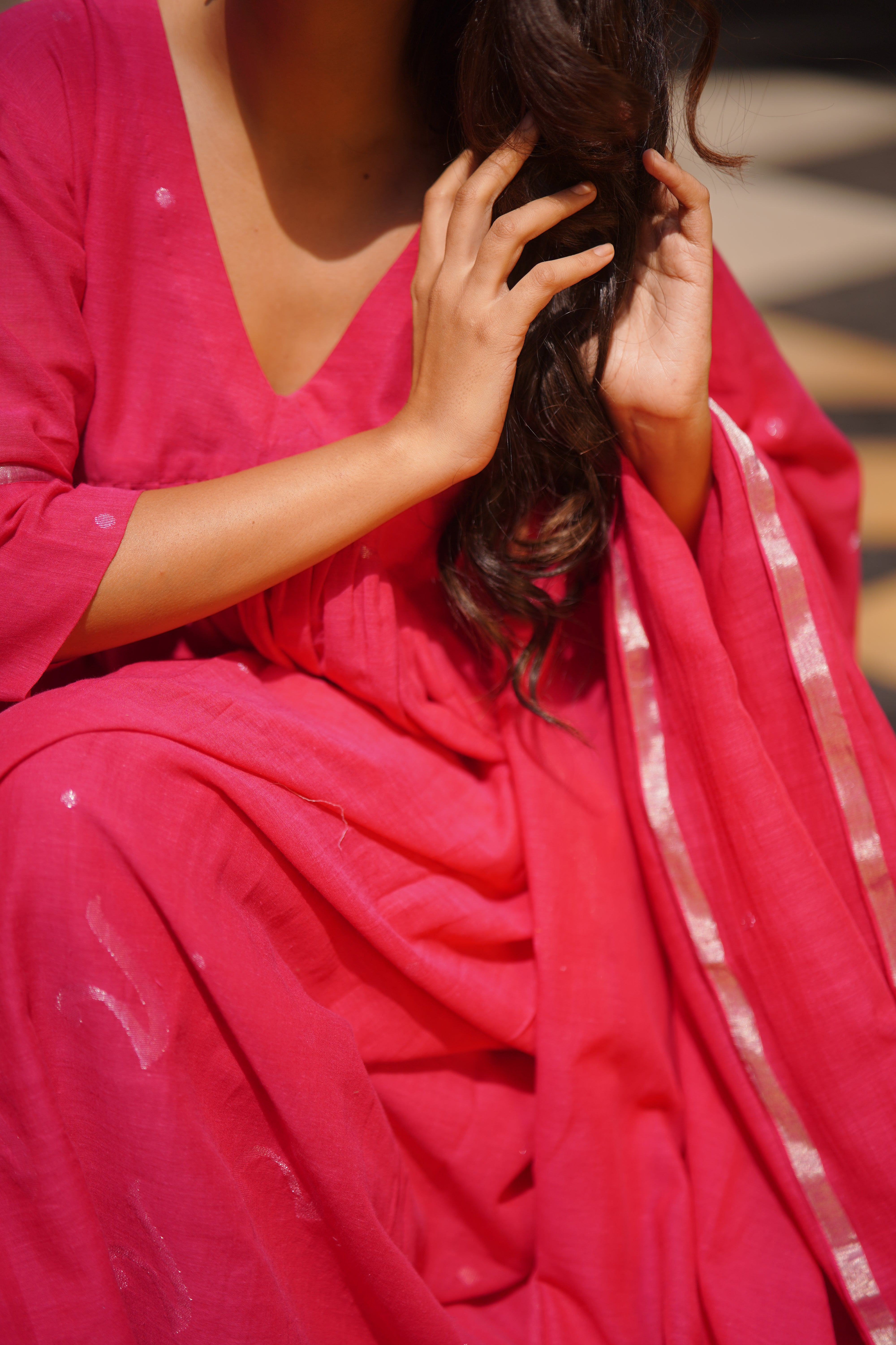 Vintage Fuchsia (Mulmul Jamdani)