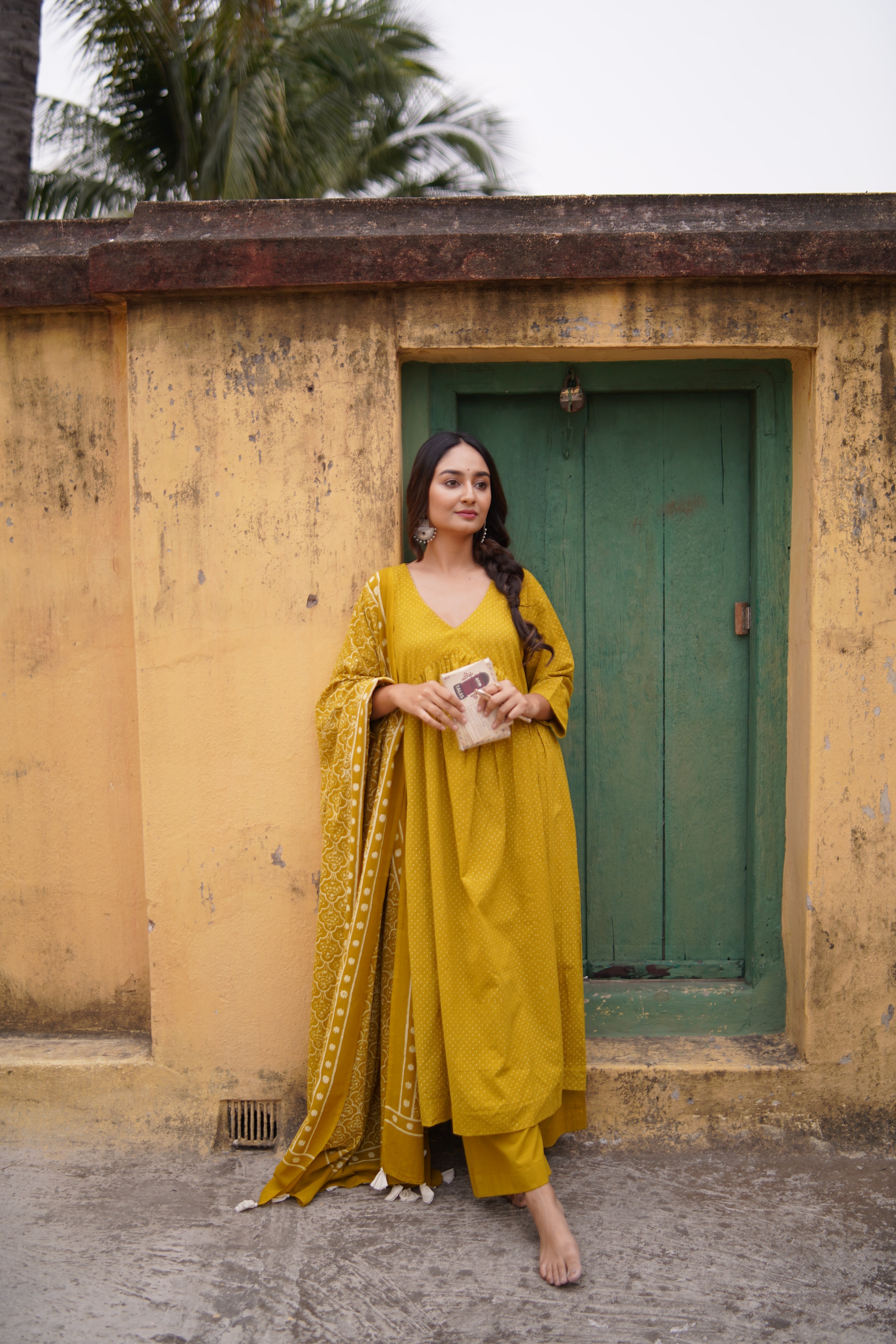 Olive Ember (Cotton Block Print)