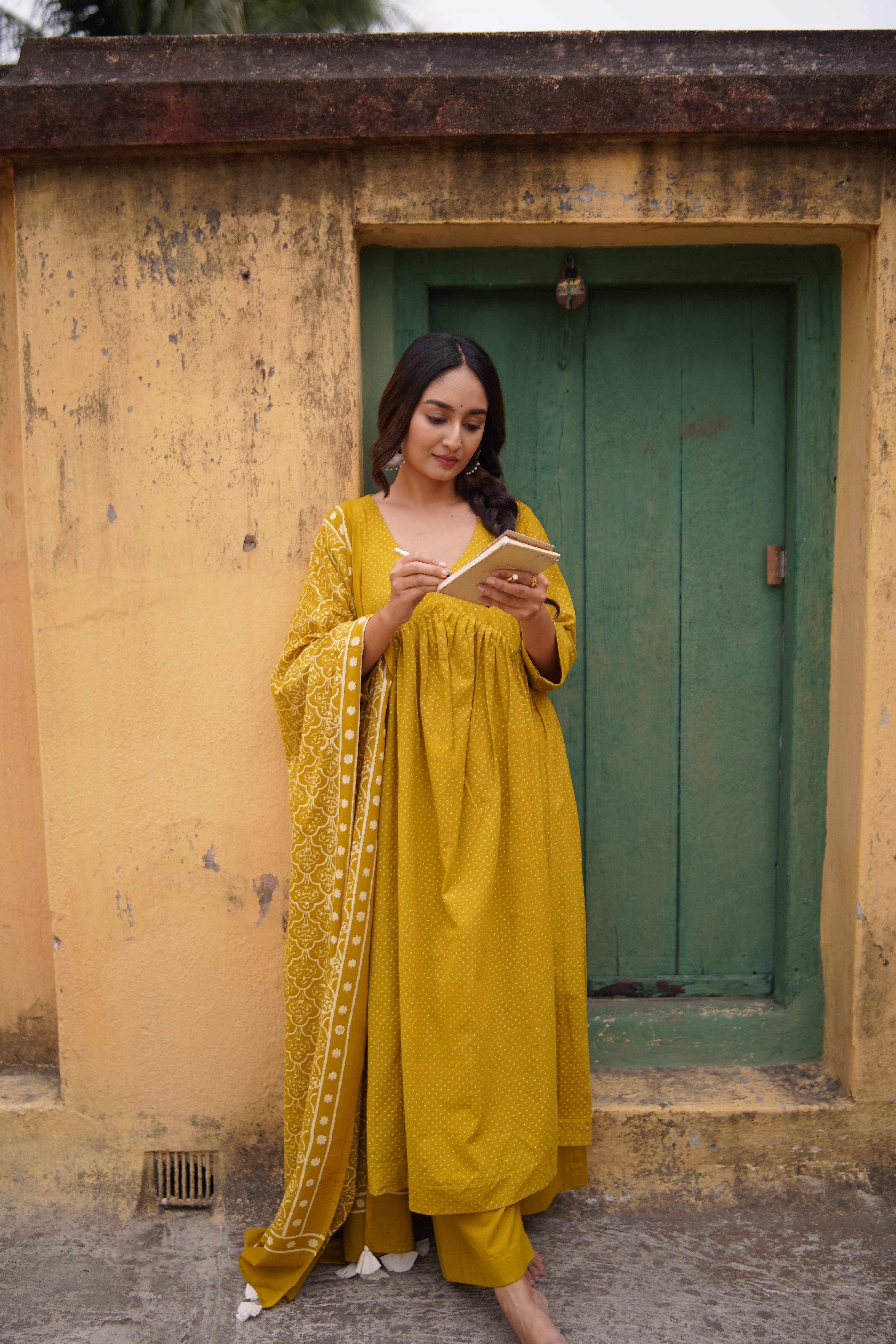 Olive Ember (Cotton Block Print)