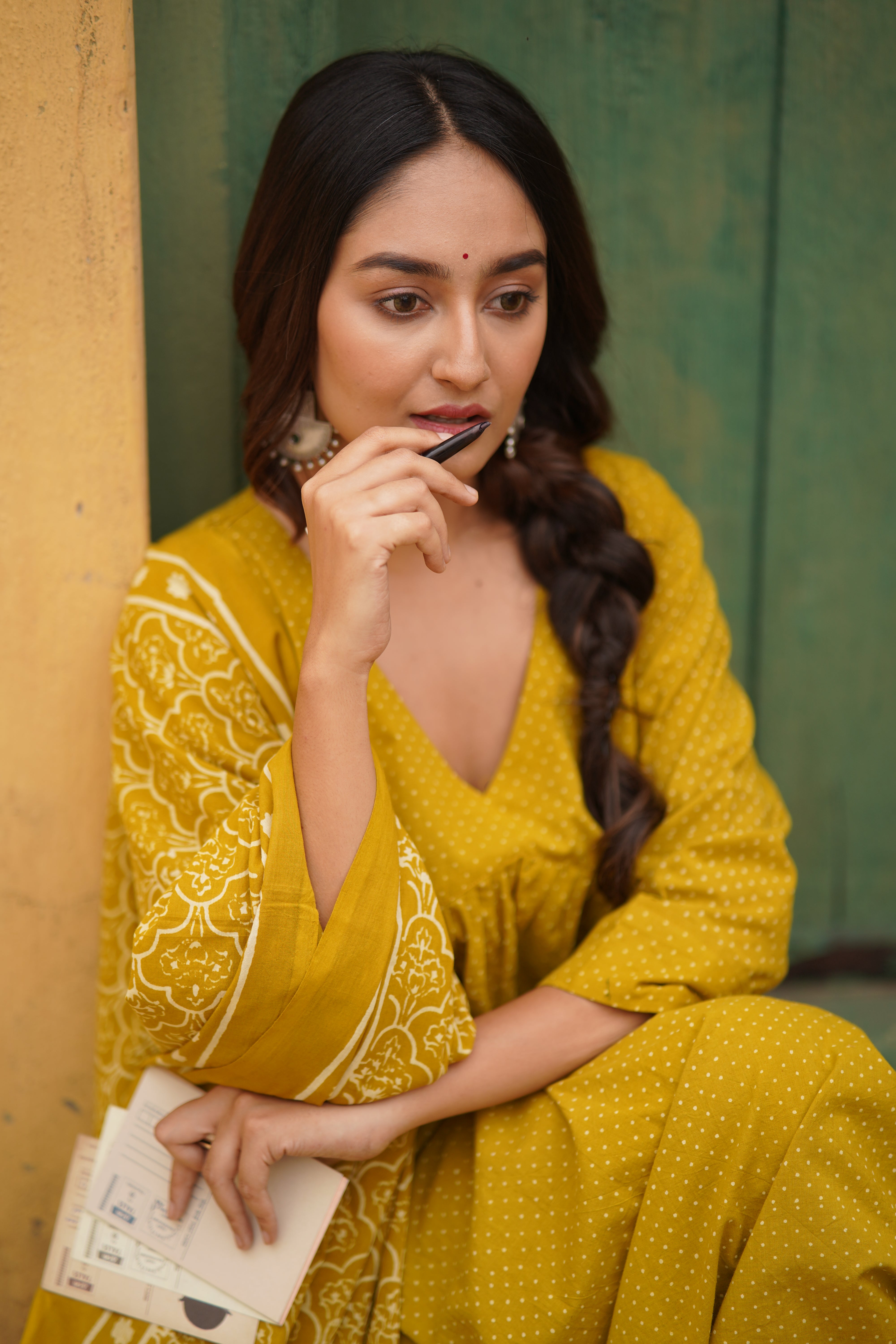 Olive Ember (Cotton Block Print)