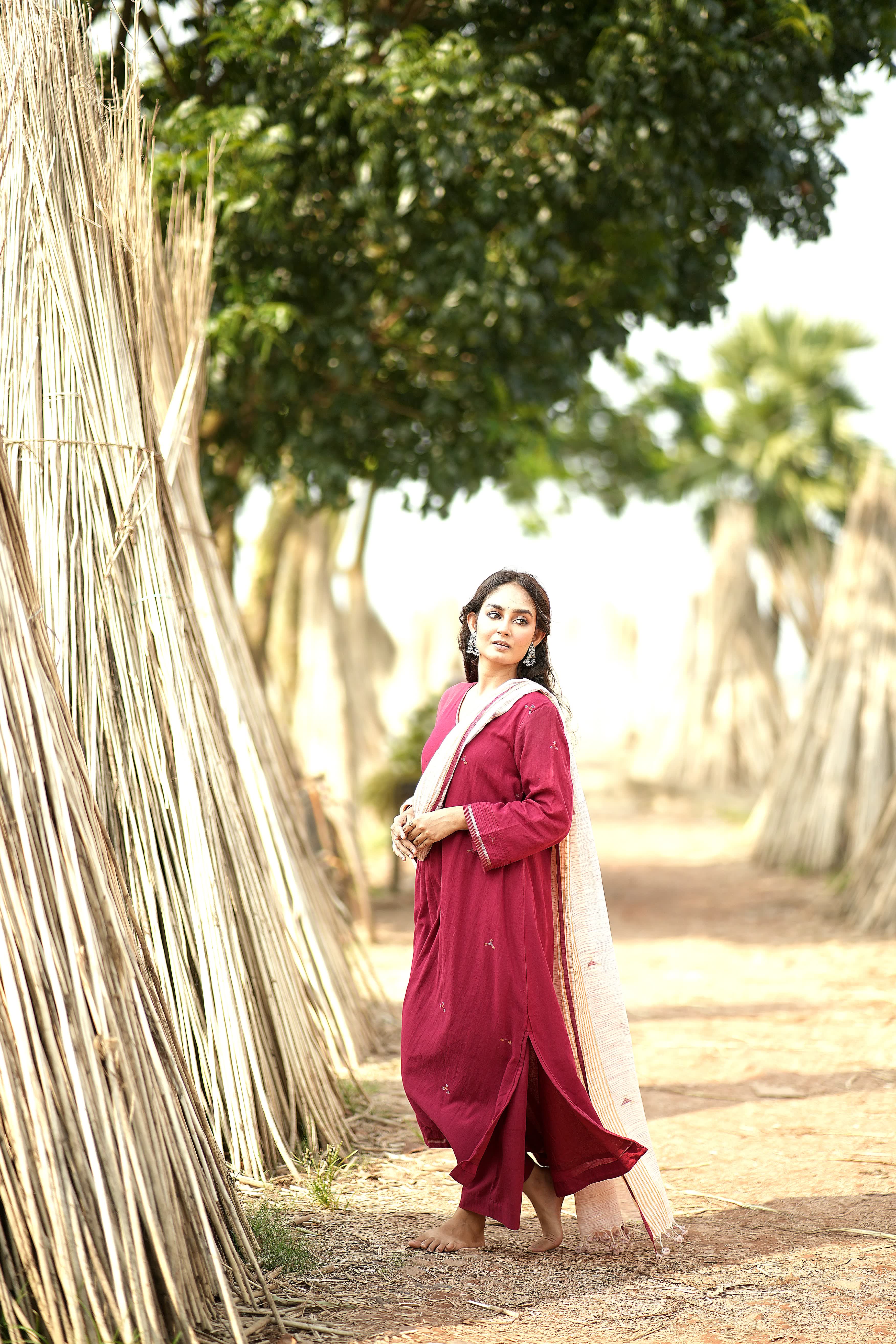 Classic Maroon (Mulmul Jamdani)