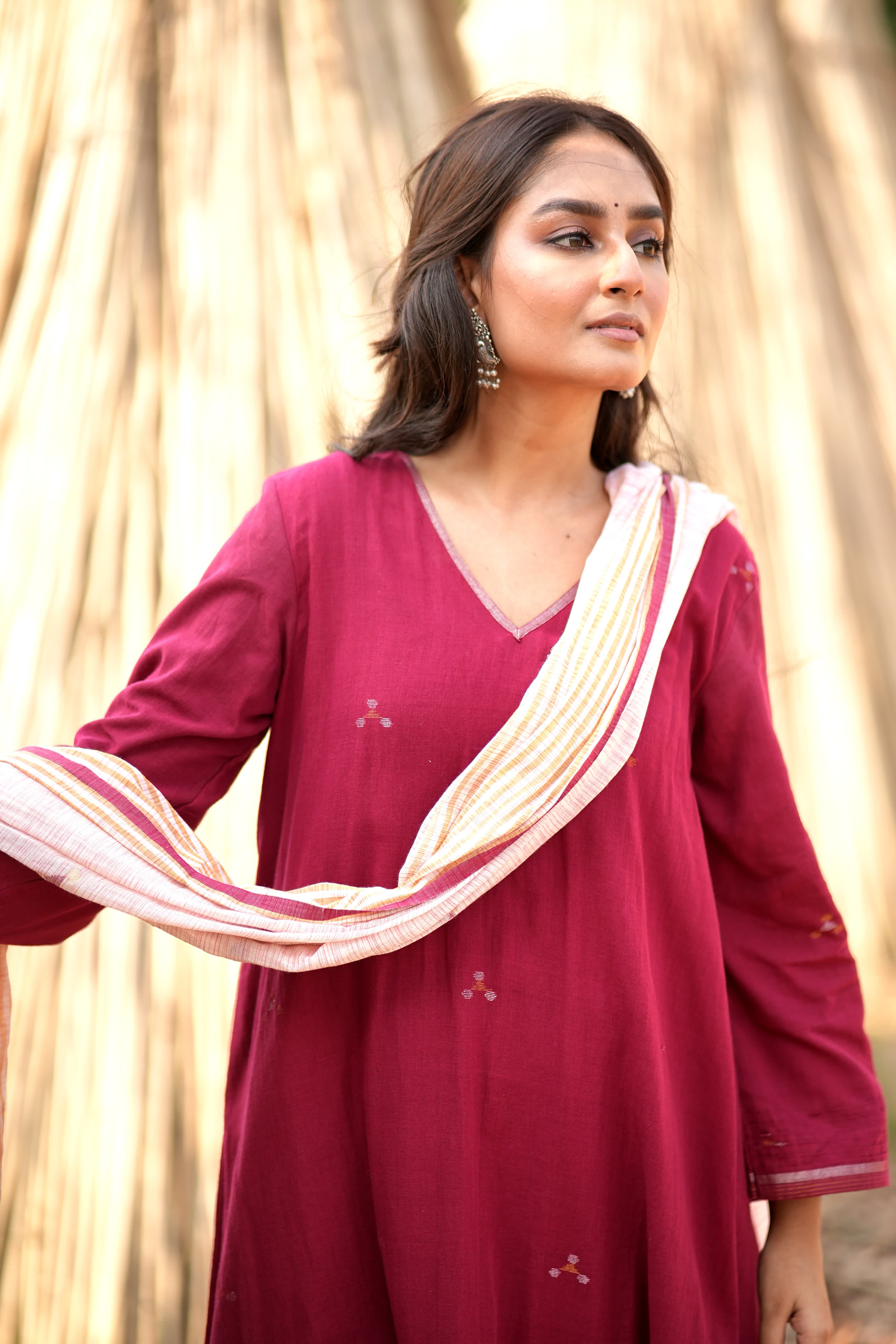 Classic Maroon (Mulmul Jamdani)