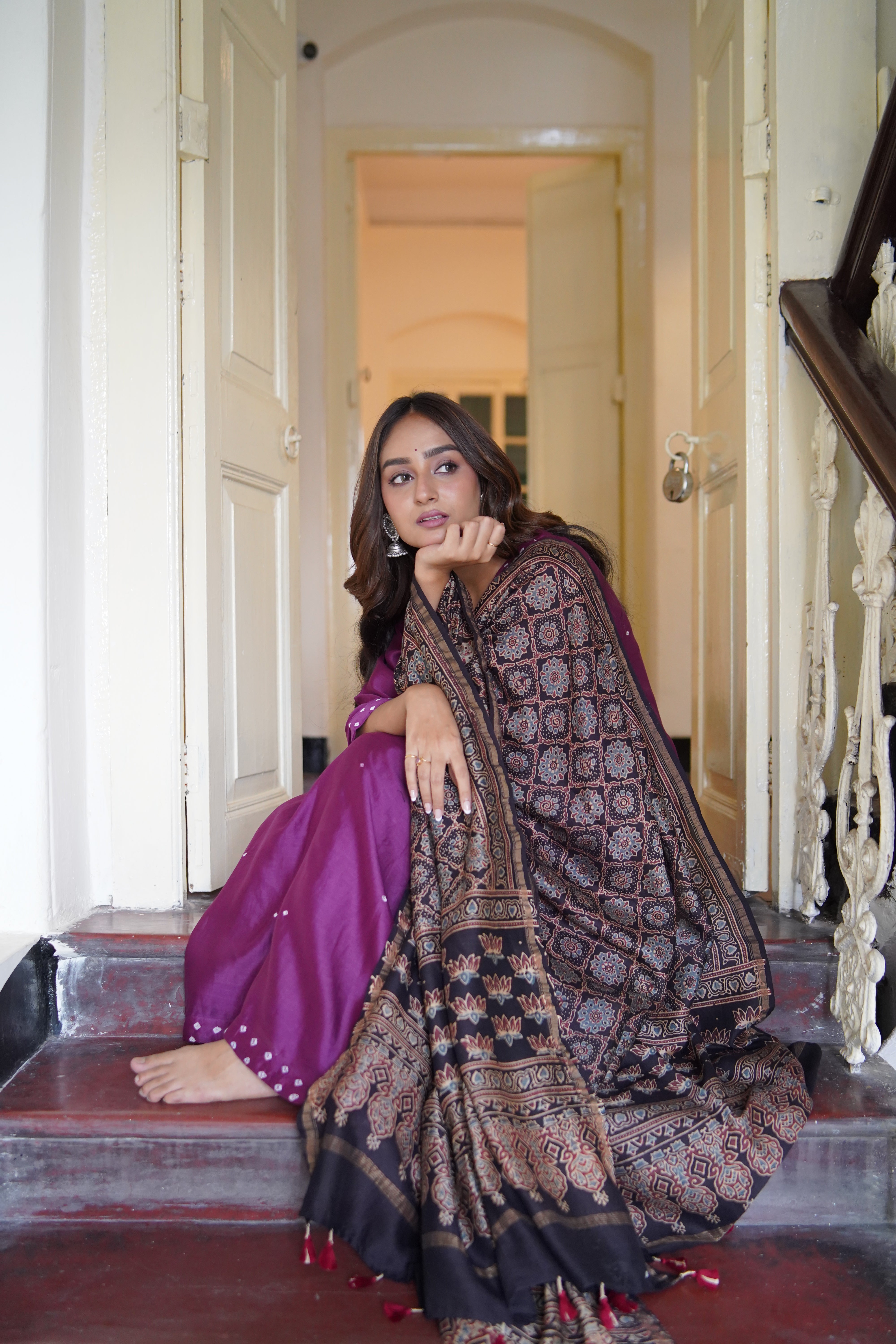 Vintage Merlot (Chanderi Bhandej Ajrakh)