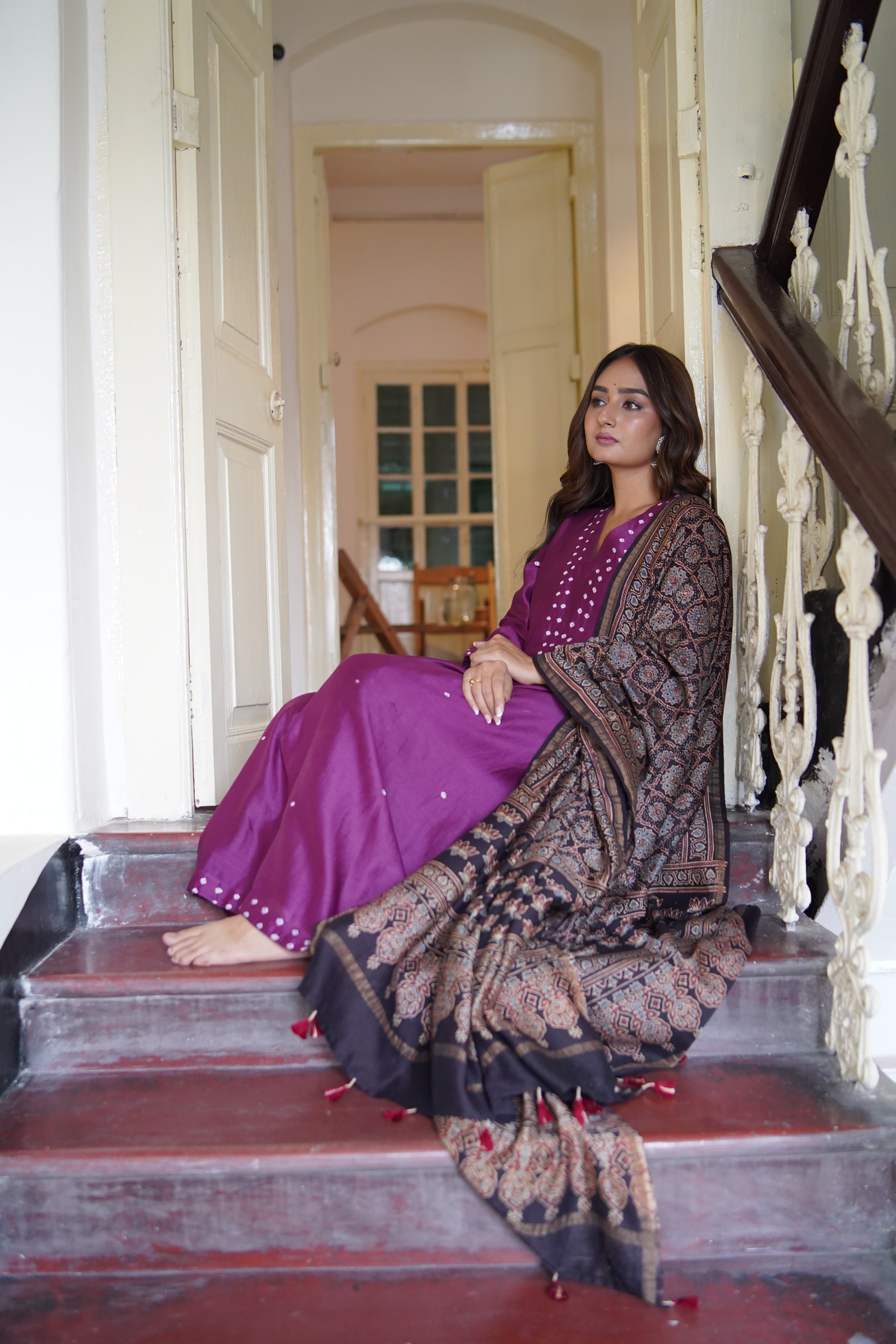 Vintage Merlot (Chanderi Bhandej Ajrakh)