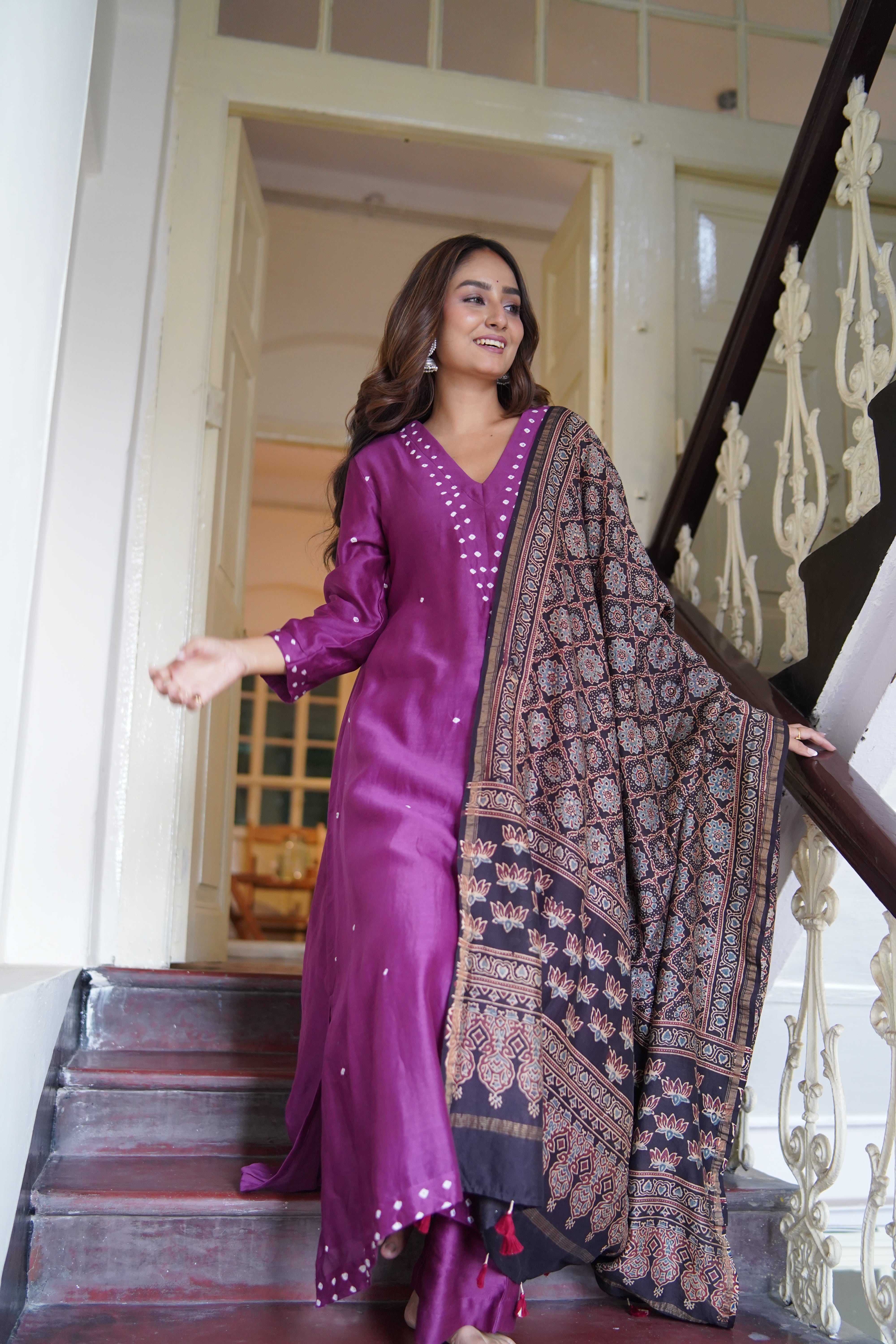 Vintage Merlot (Chanderi Bhandej Ajrakh)