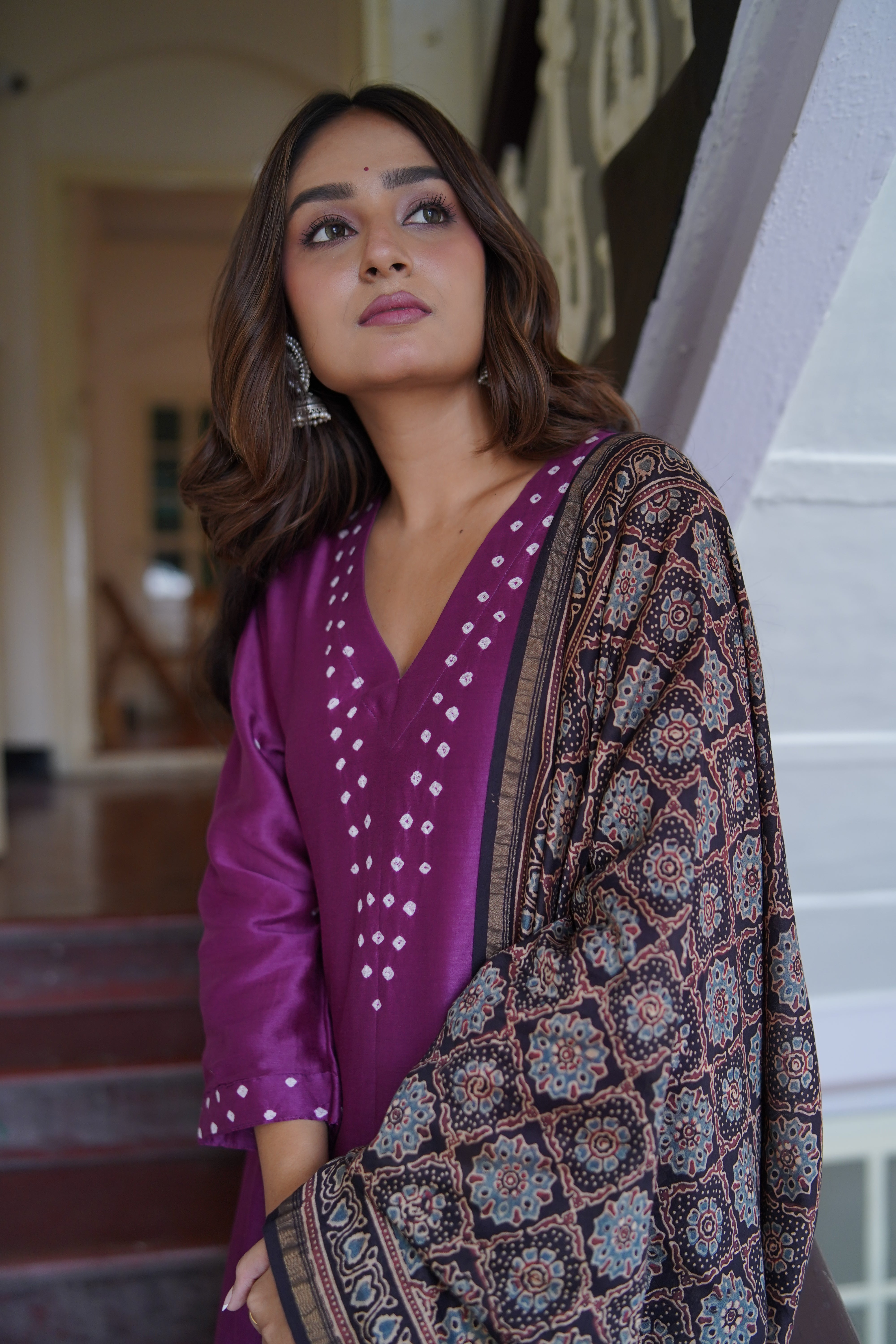 Vintage Merlot (Chanderi Bhandej Ajrakh)