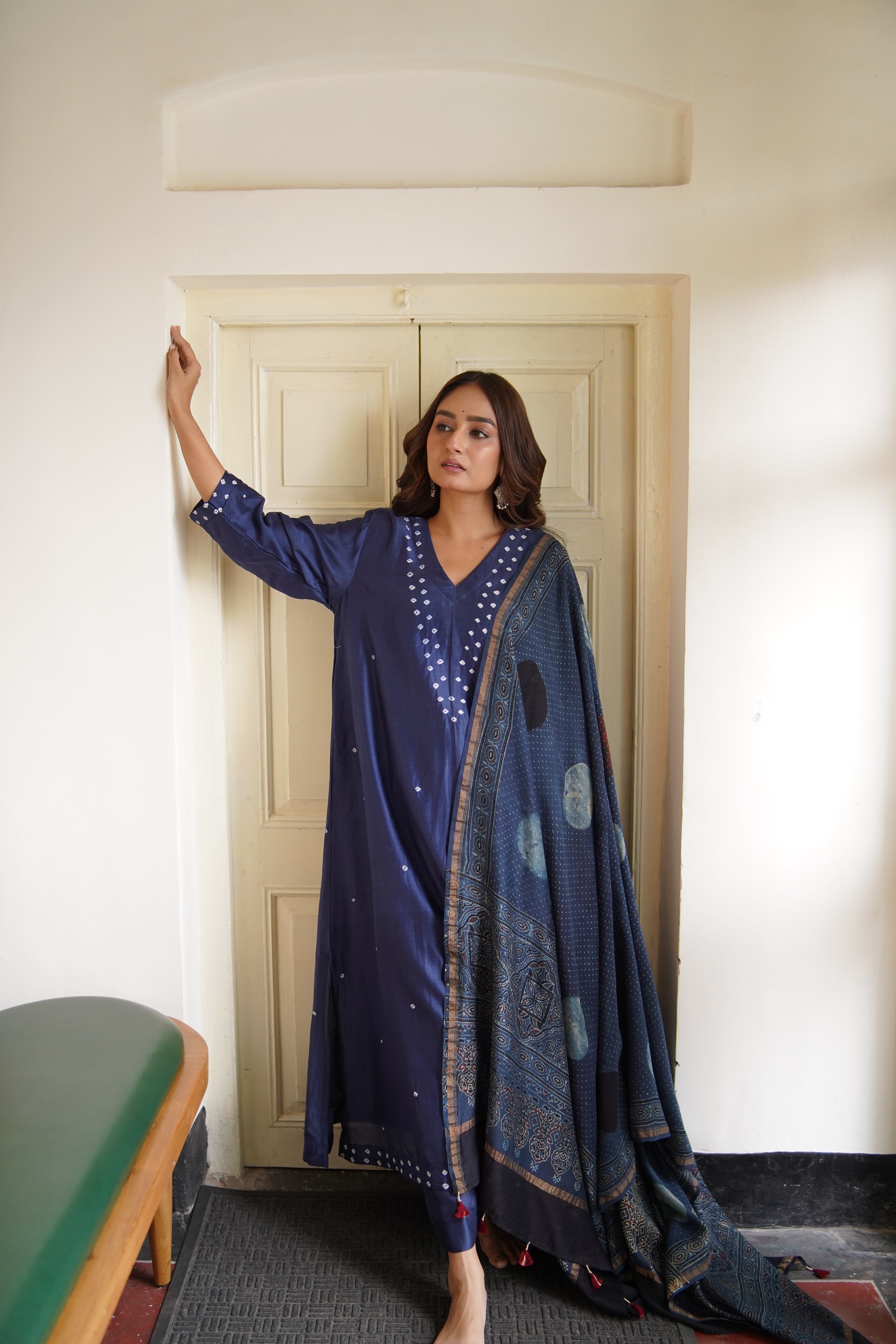 Ajrakh Eclipse (Chanderi Bhandej Ajrakh)