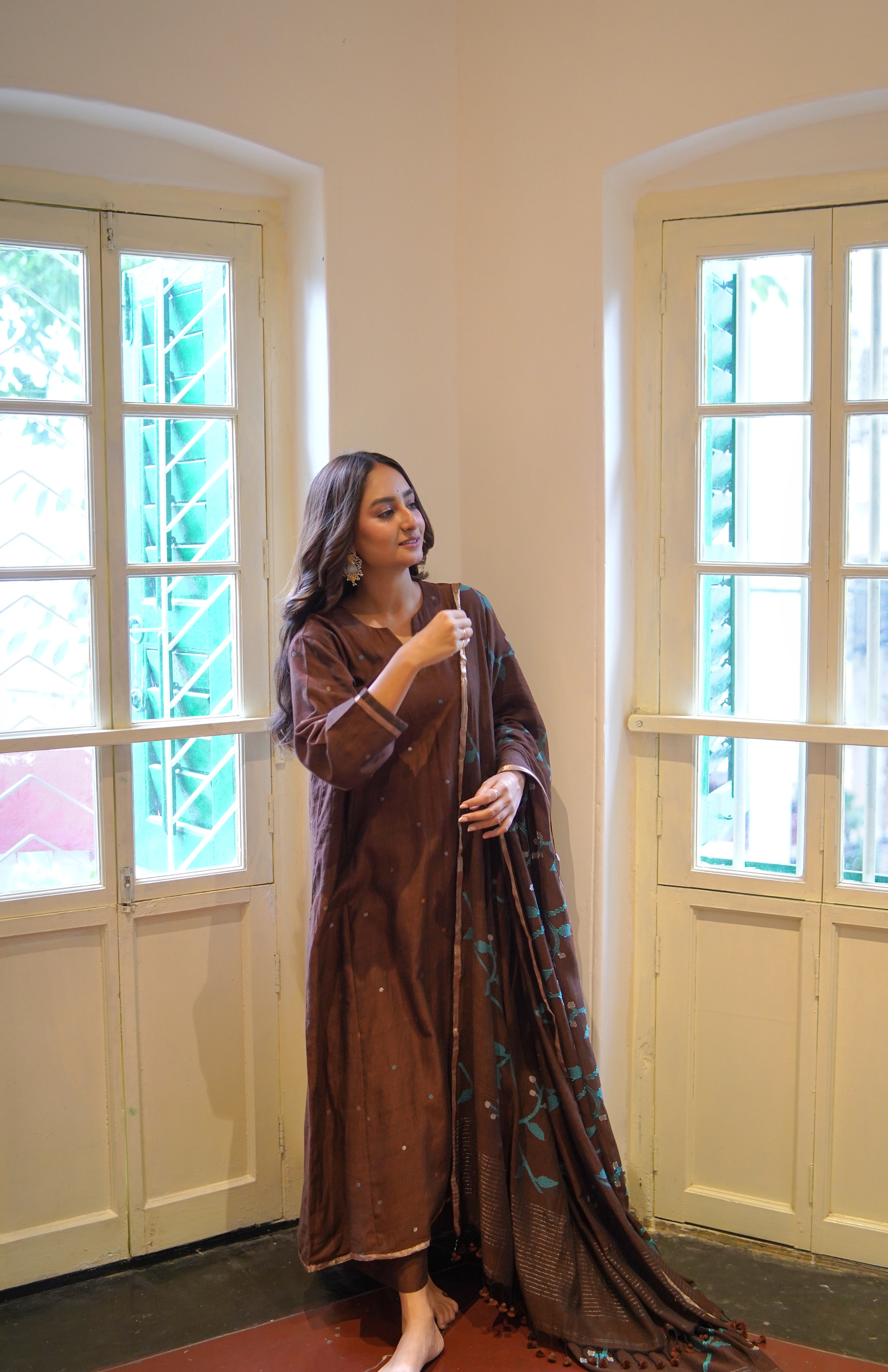 Earthy Brown (Mulmul Jamdani)