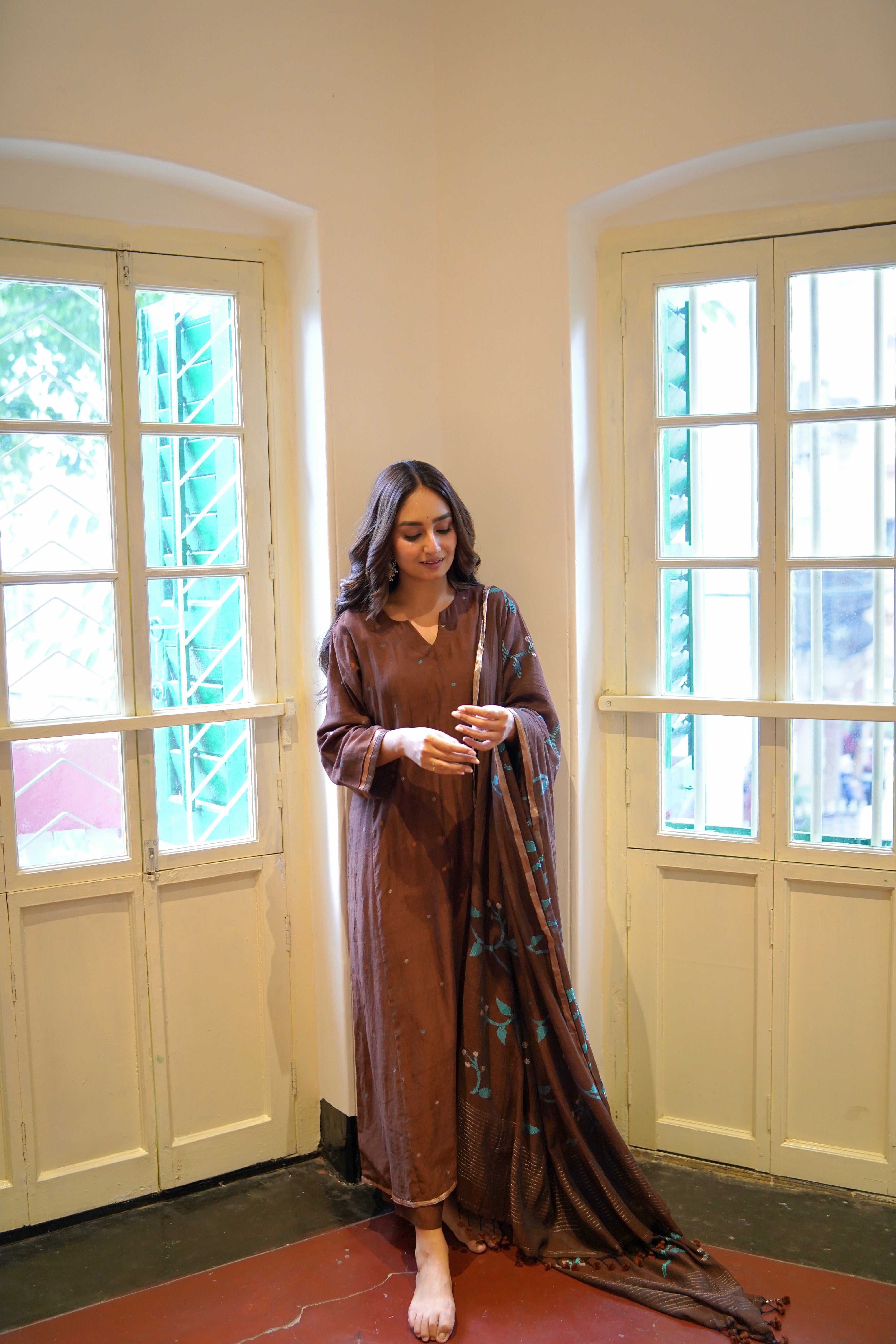 Earthy Brown (Mulmul Jamdani)