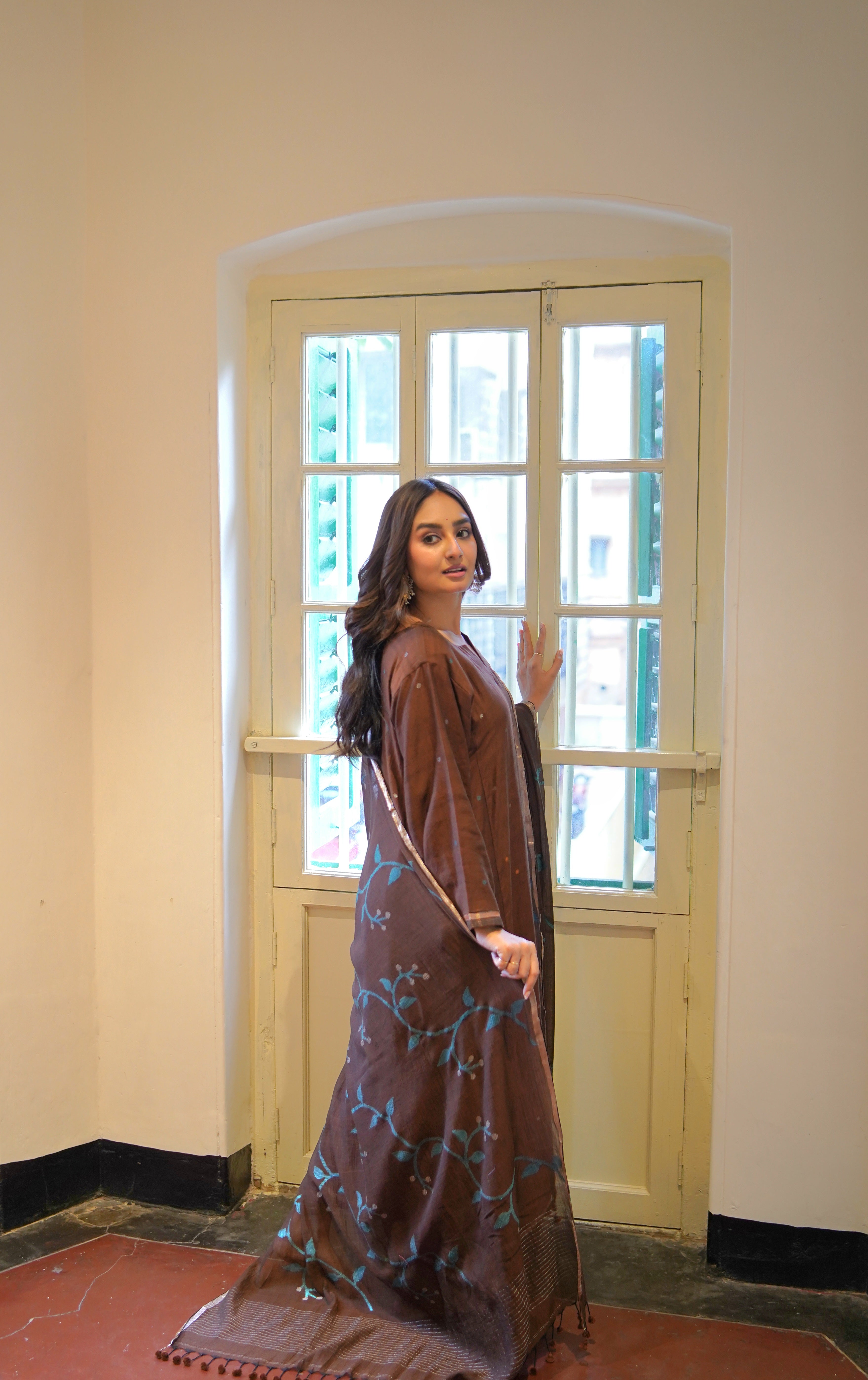 Earthy Brown (Mulmul Jamdani)