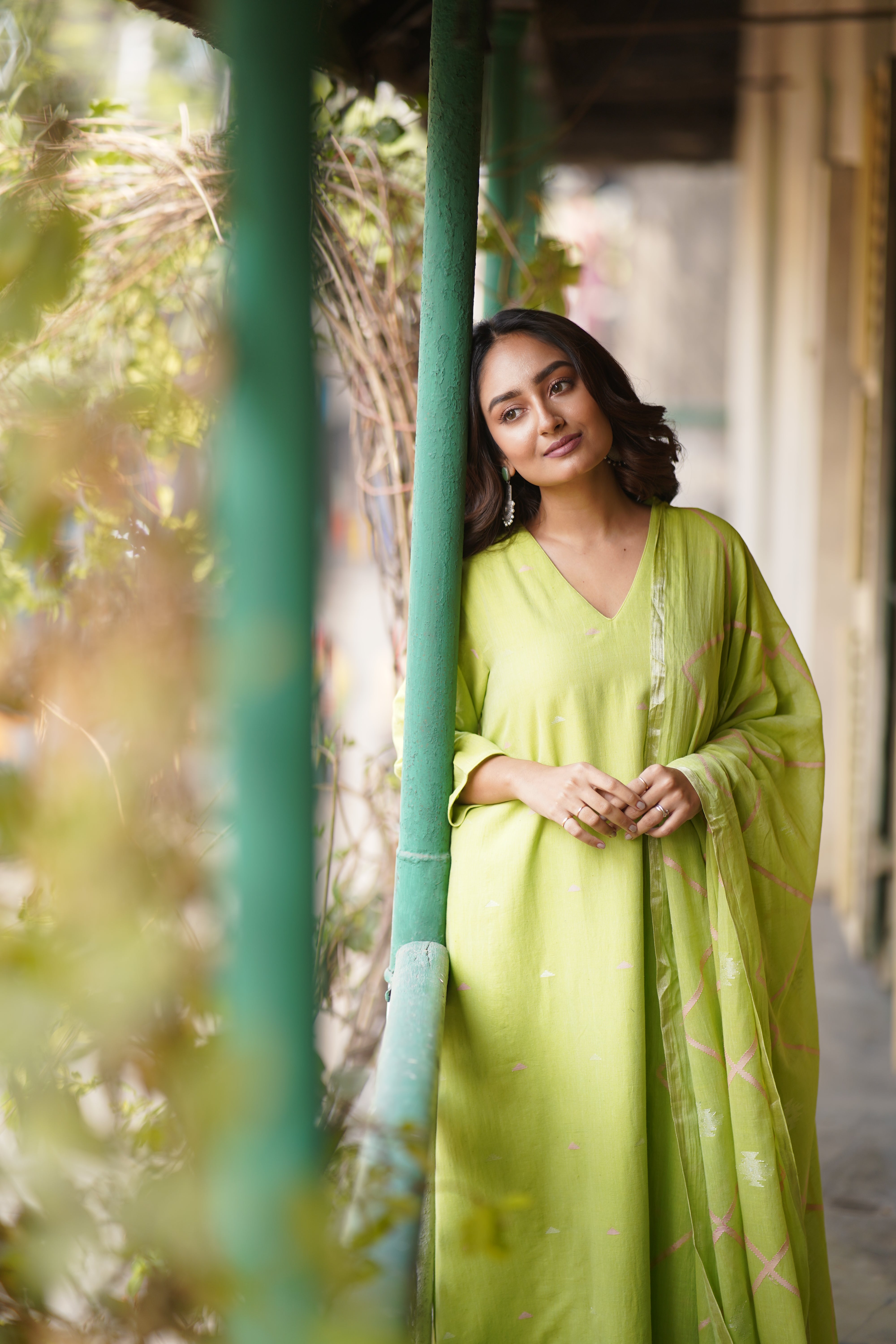 Lime Whisper (Mulmul Jamdani)