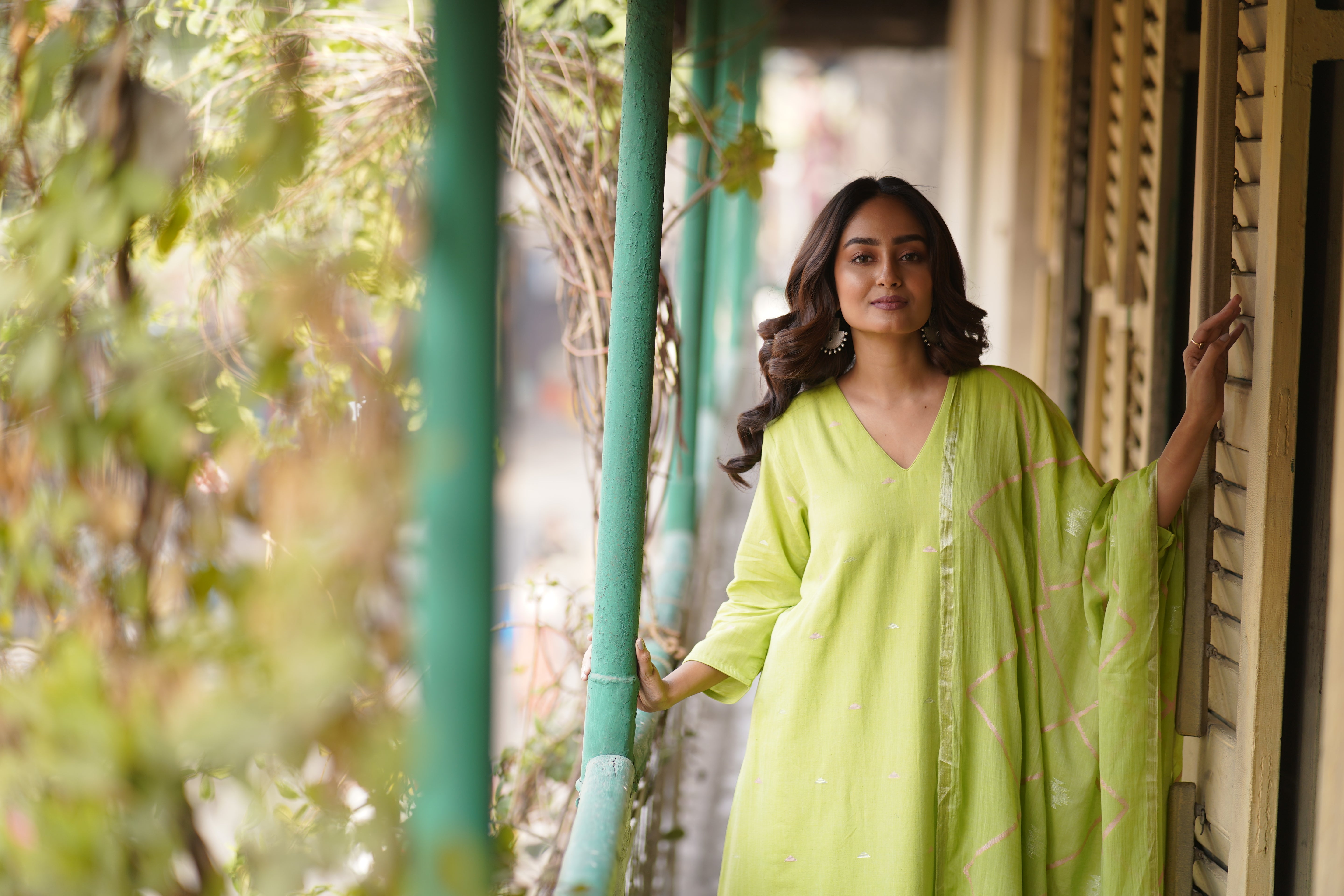 Lime Whisper (Mulmul Jamdani)