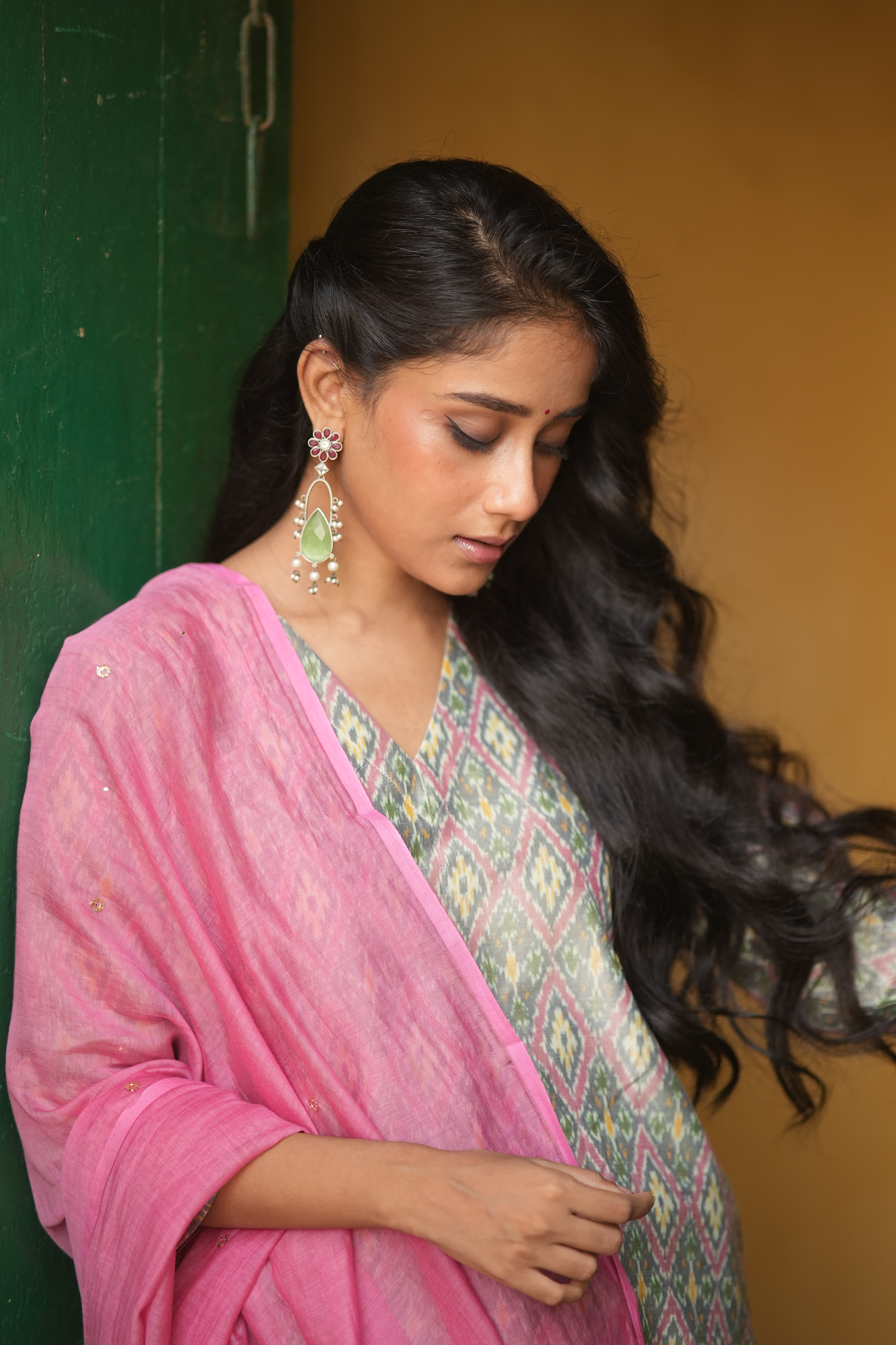 Ruhani-Pink (Ikat silk cotton, chanderi)